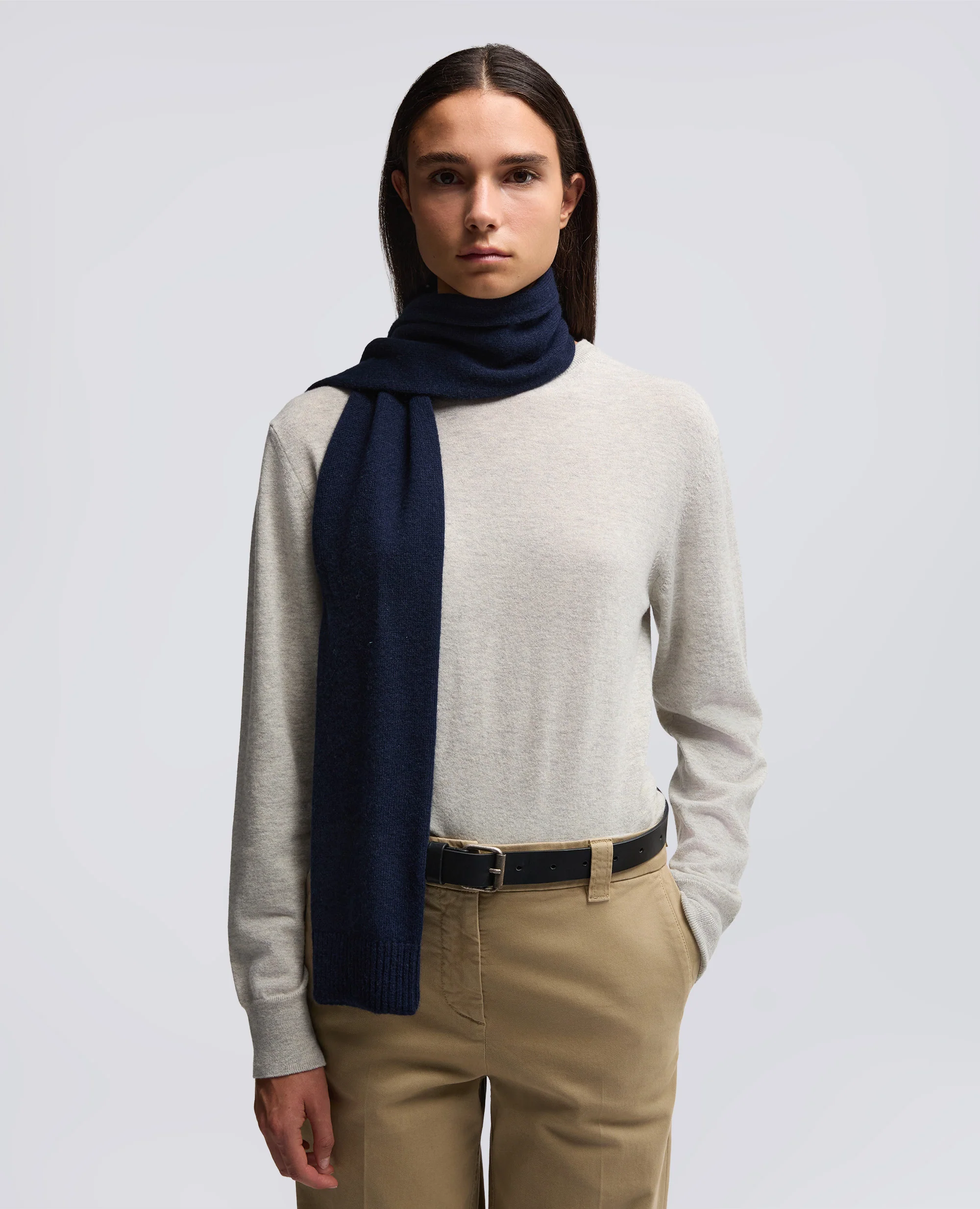 SCIARPA IN MISTO LANA, YAK E CASHMERE - NAVY - Image 3