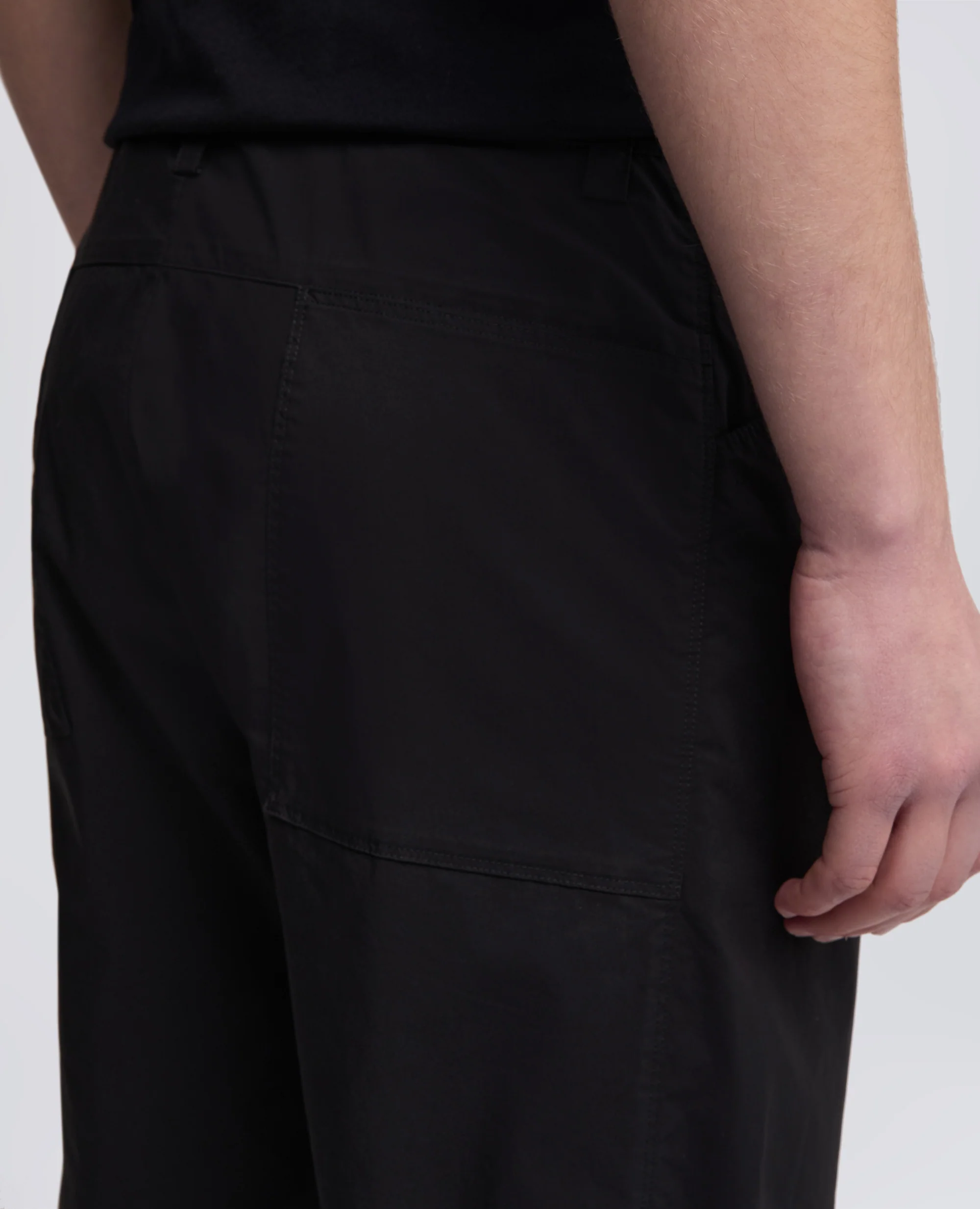 PANTALONE DA TREKKING RIVISITATO IN POPELINE DI COTONE - NERO - Image 4