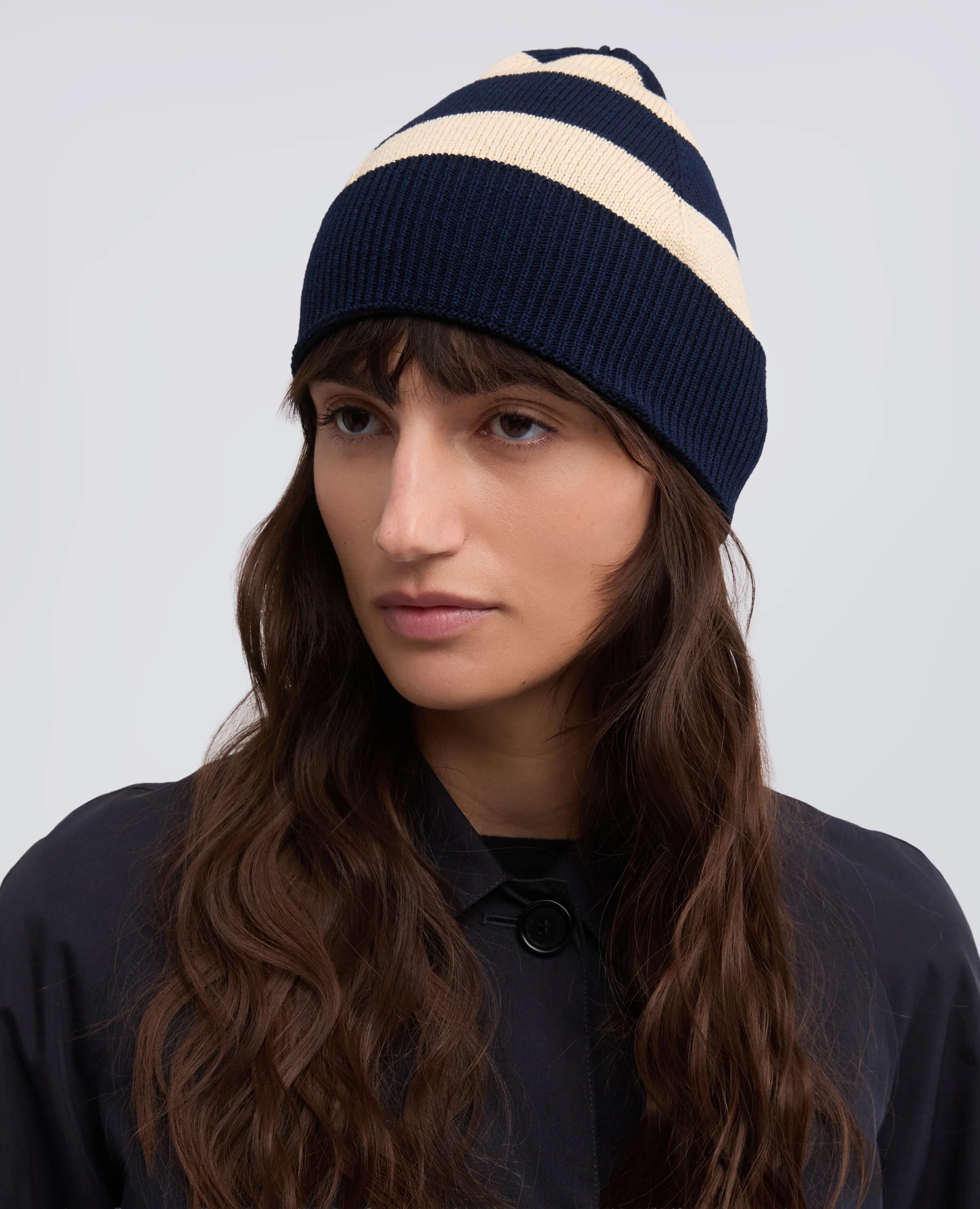 CAPPELLO IN LANA MERINO - CORDA/BLU - Image 2