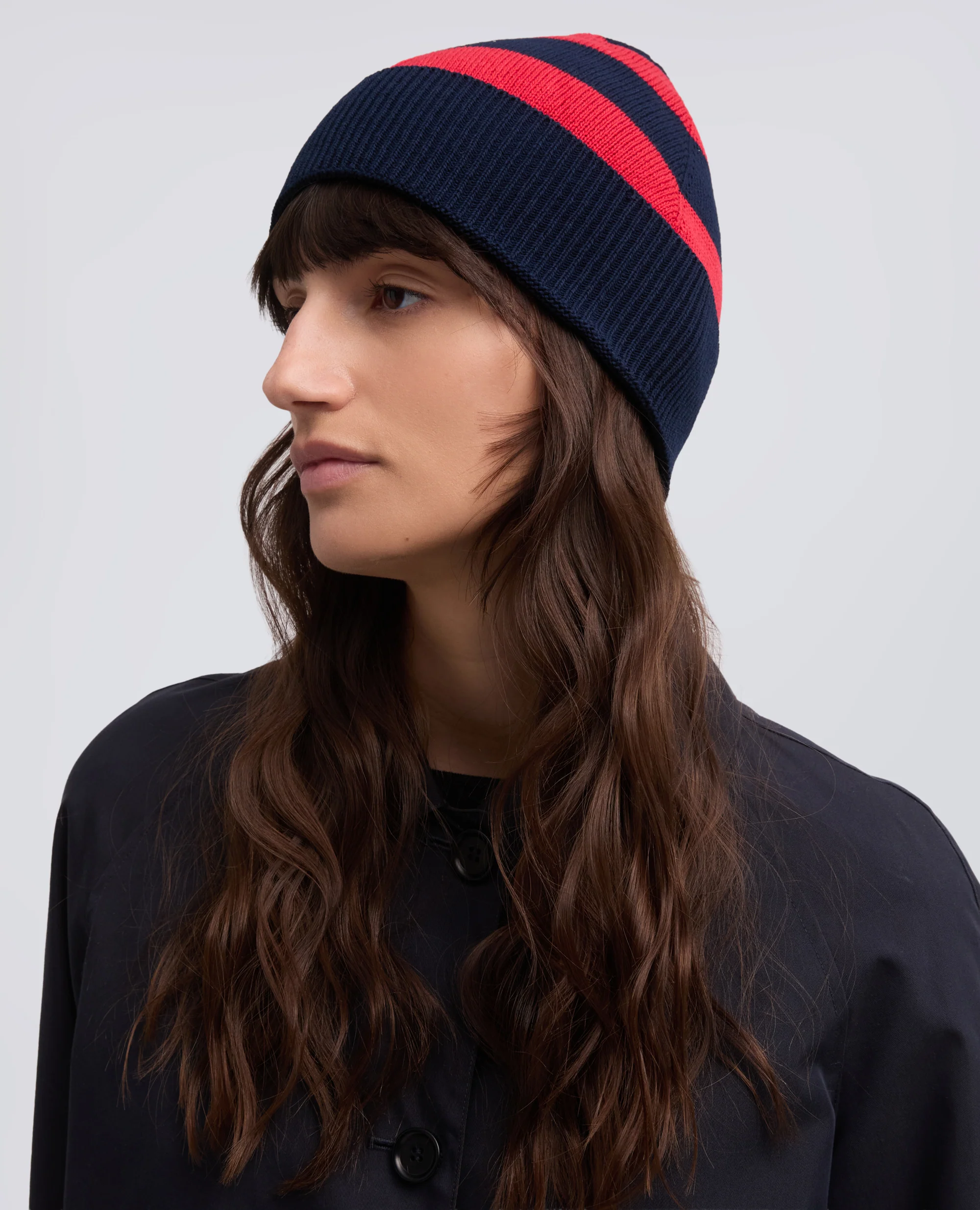 CAPPELLO IN LANA MERINO - ROSSO/BLU - Image 2