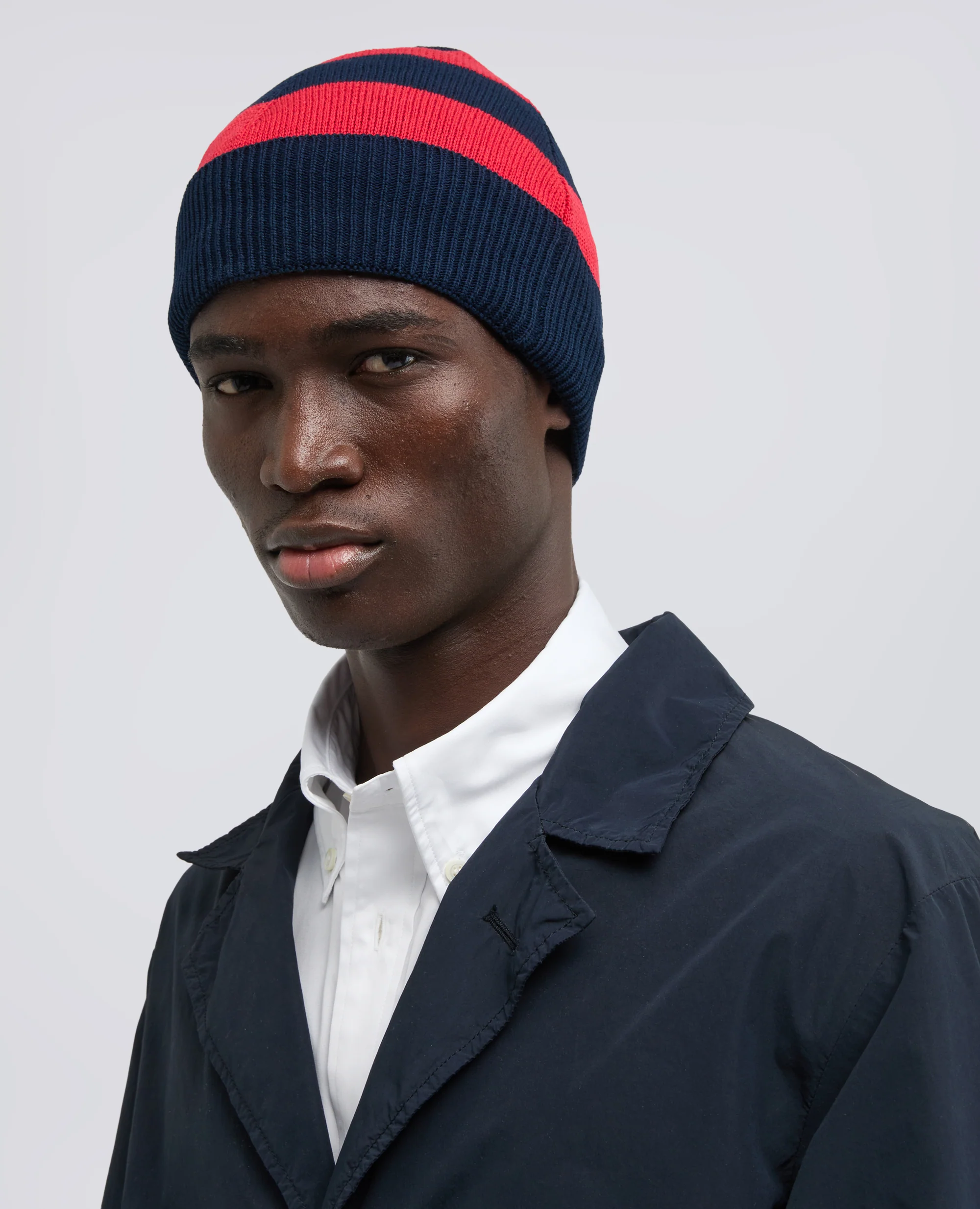 CAPPELLO IN LANA MERINO - ROSSO/BLU - Image 3