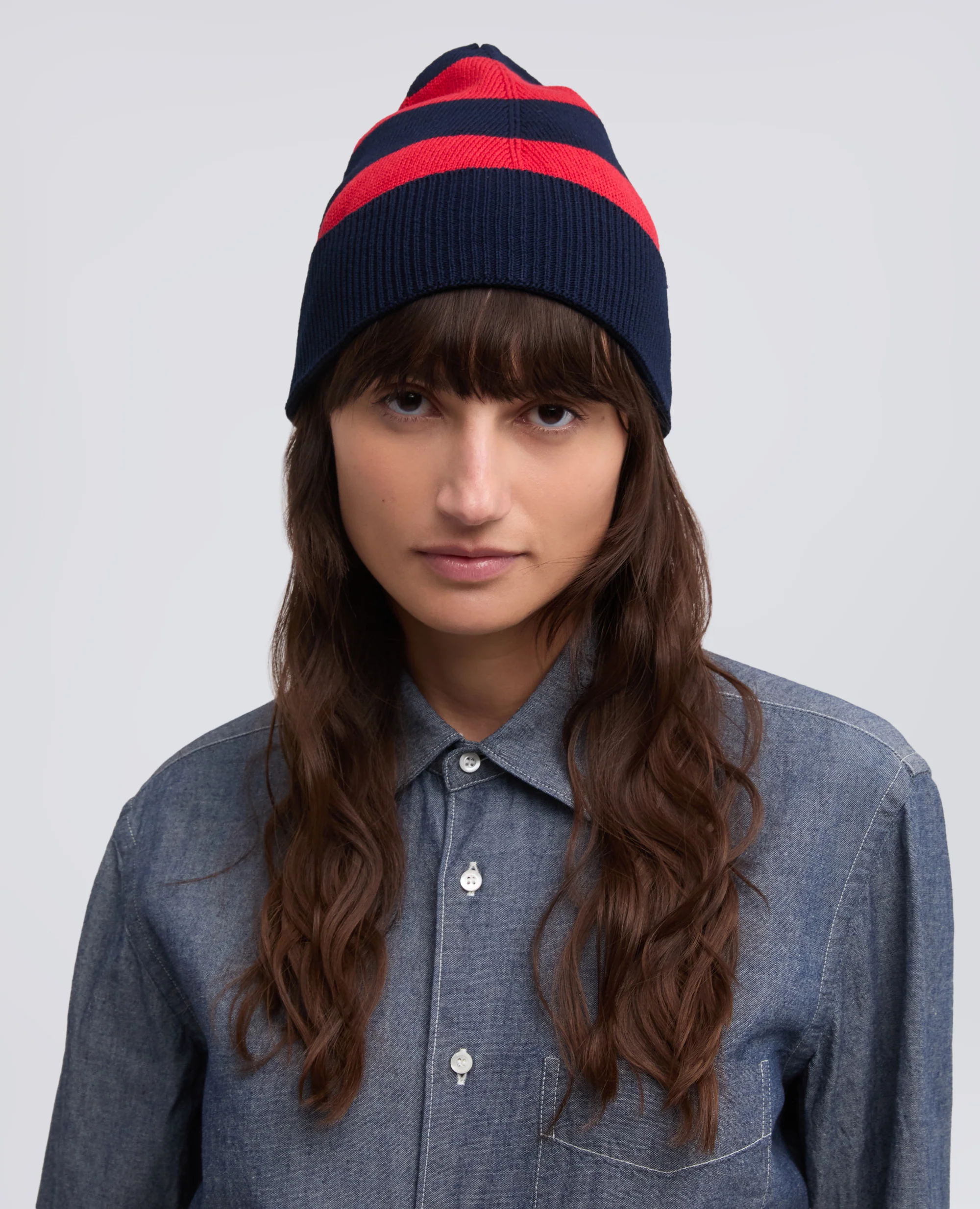 CAPPELLO IN LANA MERINO - ROSSO/BLU - Image 4