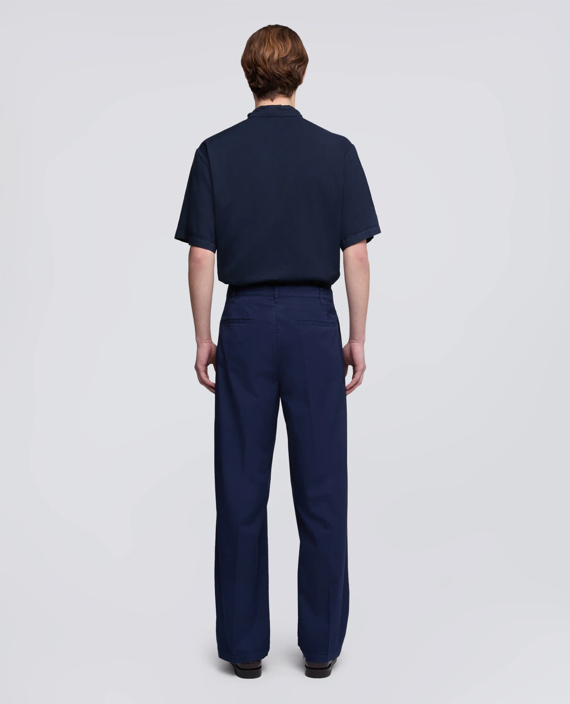 PANTALONE DOPPIA PINCE IN MICRO TWILL DI COTONE - BLUETTE - Image 3
