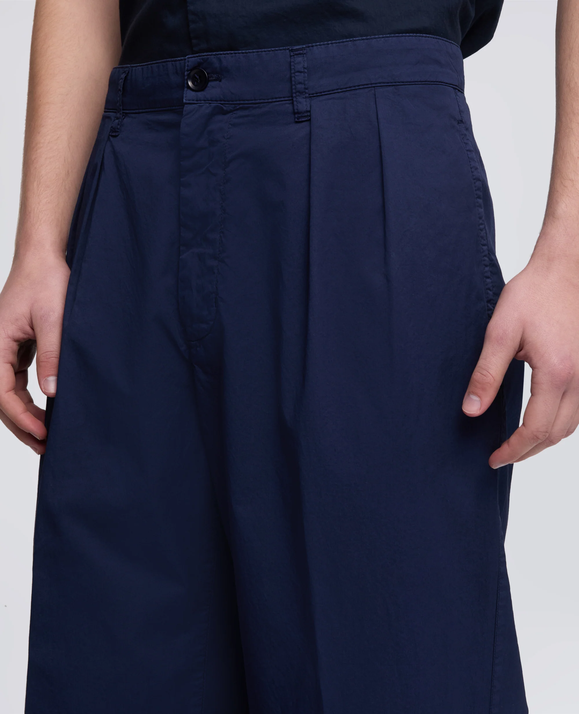 PANTALONE DOPPIA PINCE IN MICRO TWILL DI COTONE - BLUETTE - Image 4