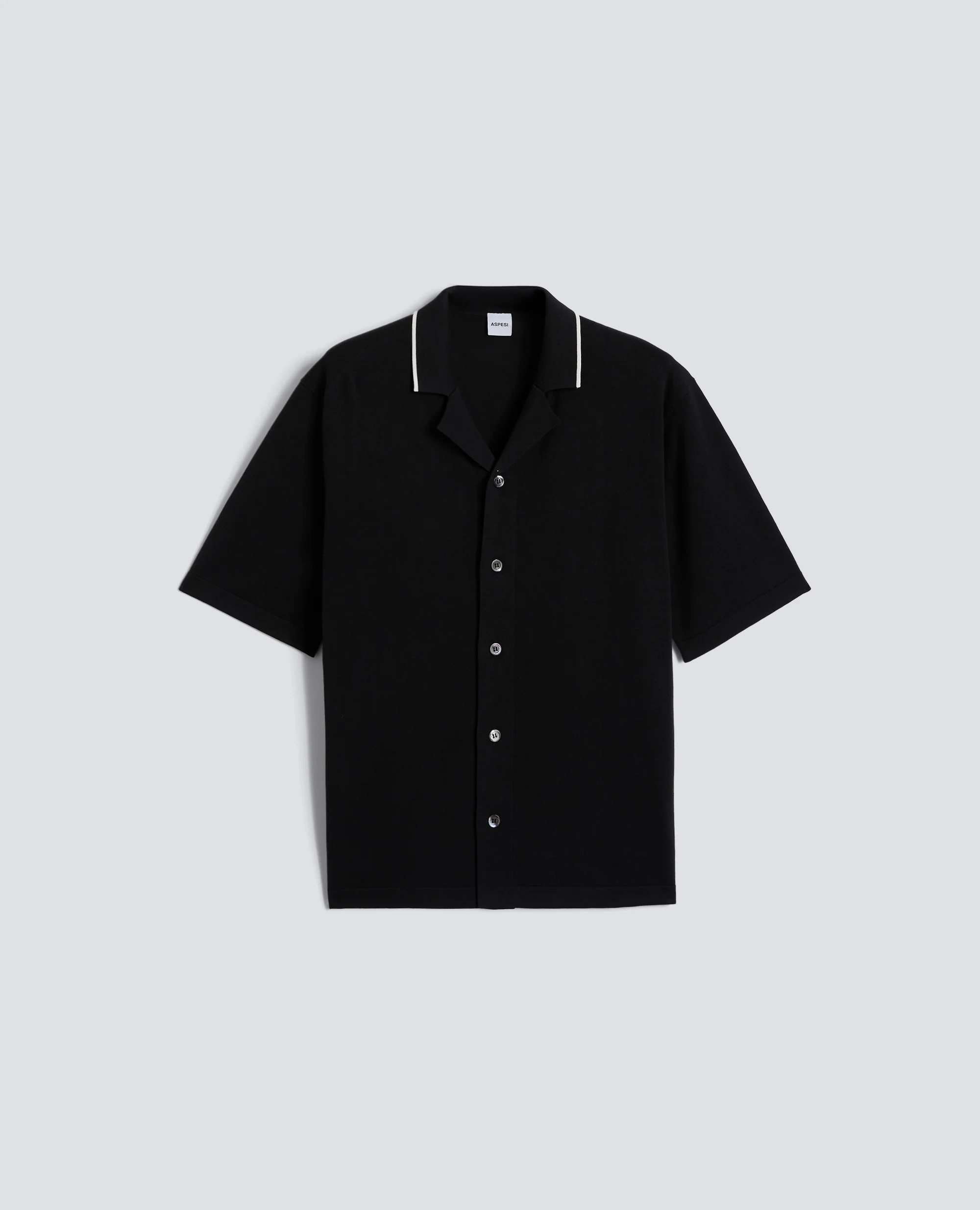 CAMICIA BOWLING IN MAGLIA DI COTONE - NERO