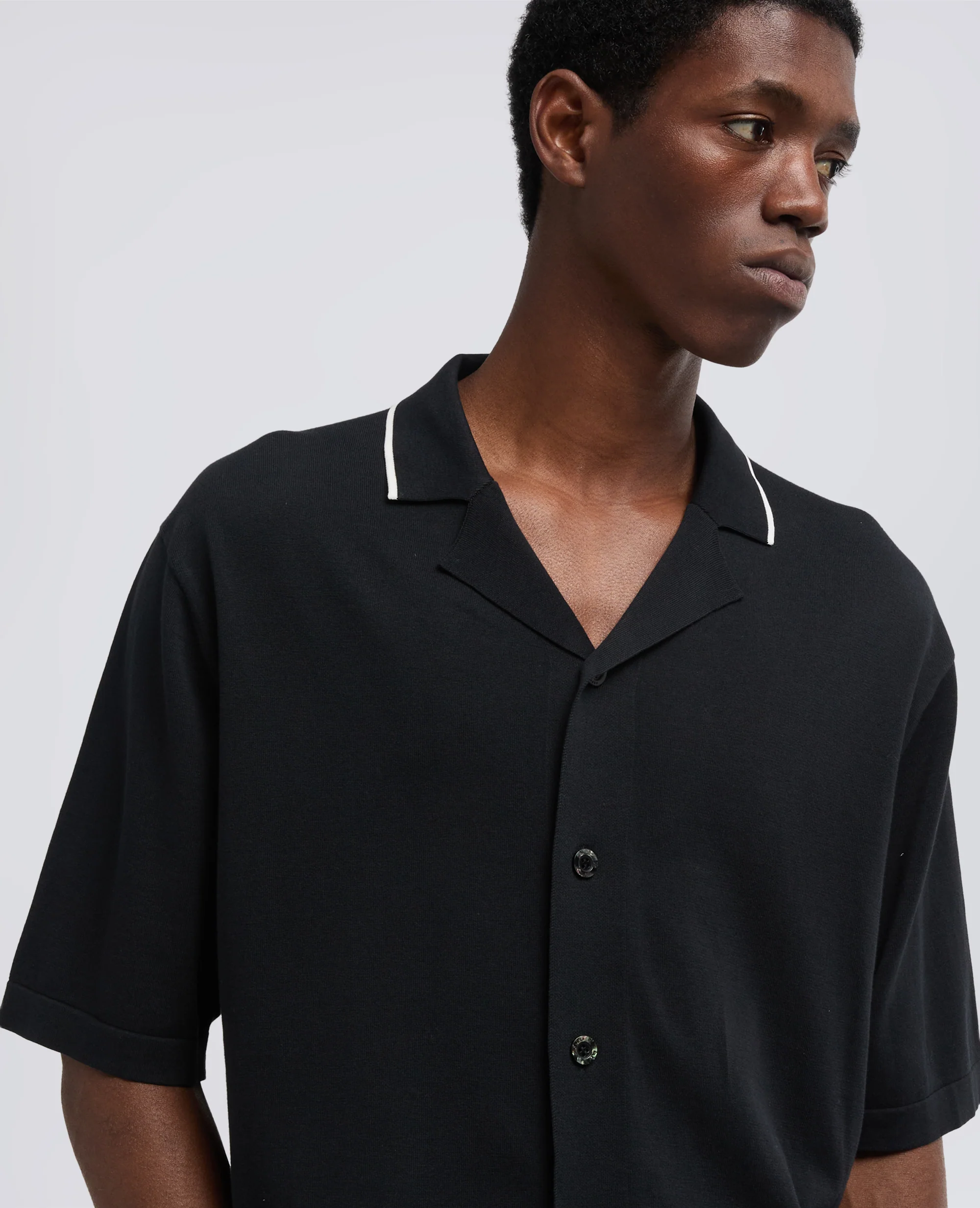 CAMICIA BOWLING IN MAGLIA DI COTONE - NERO - Image 4