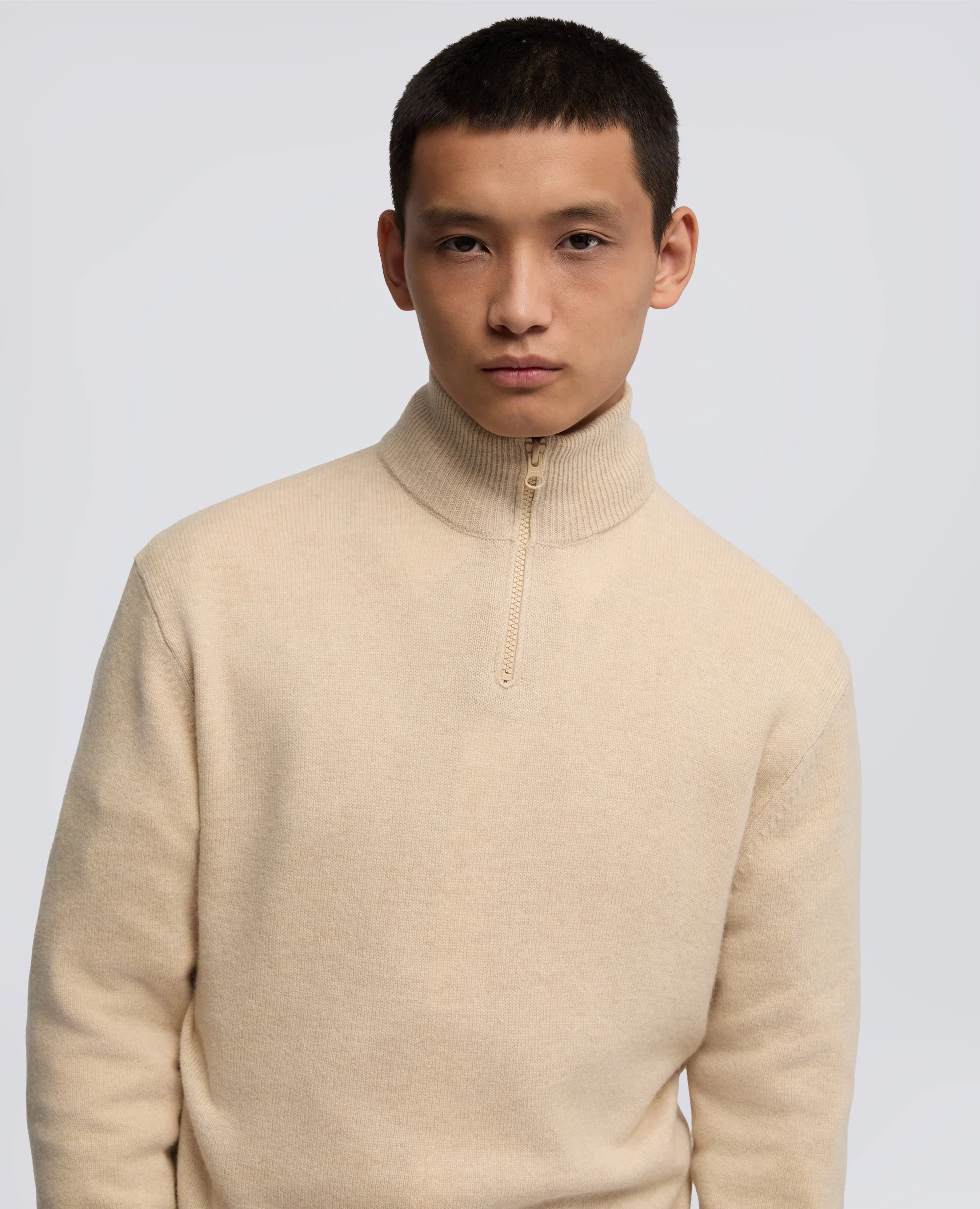 MAGLIA CON COLLO ALTO - NATURALE - Image 4