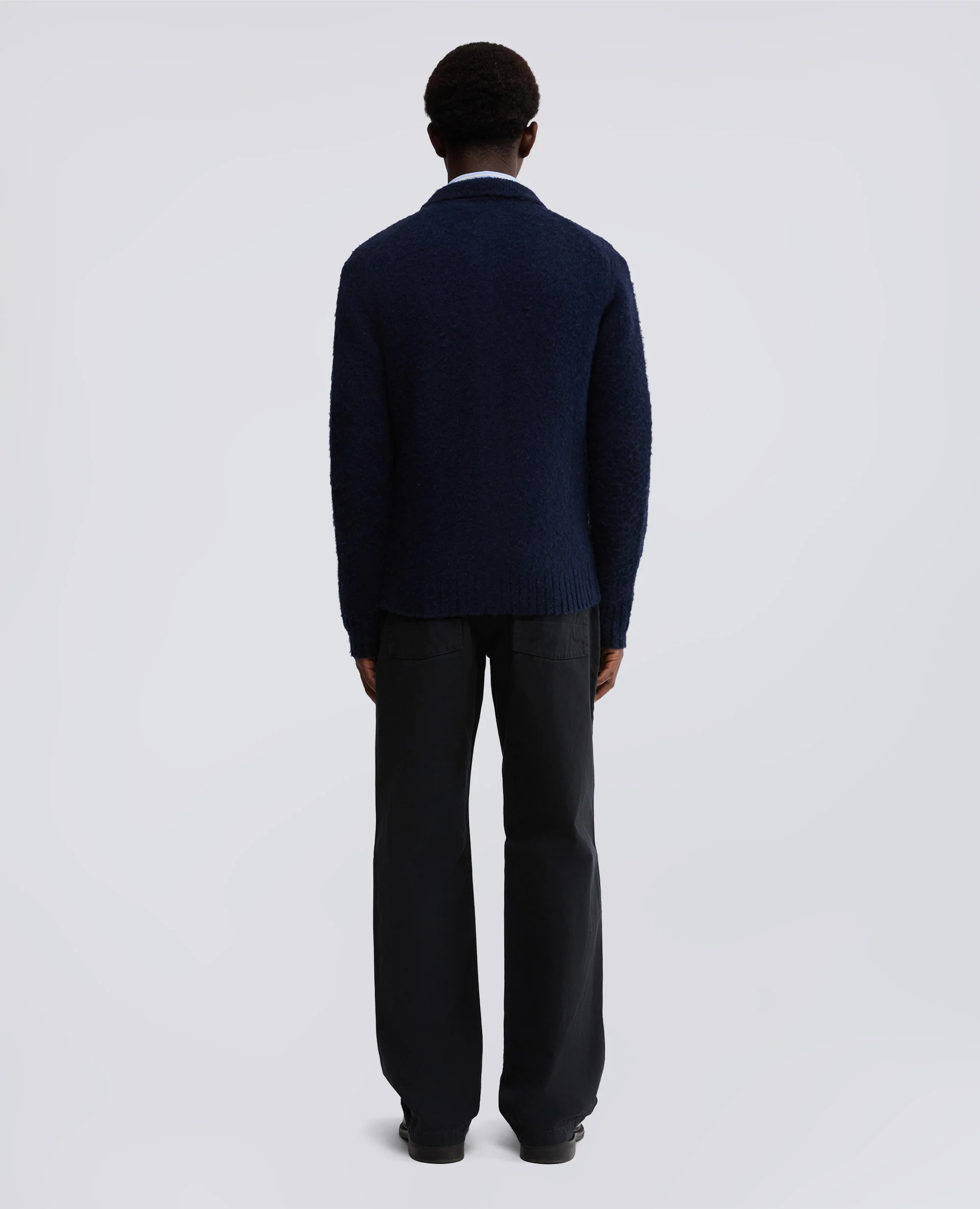 CARDIGAN A CAMICIA IN LANA SHETLAND - NAVY - Image 3