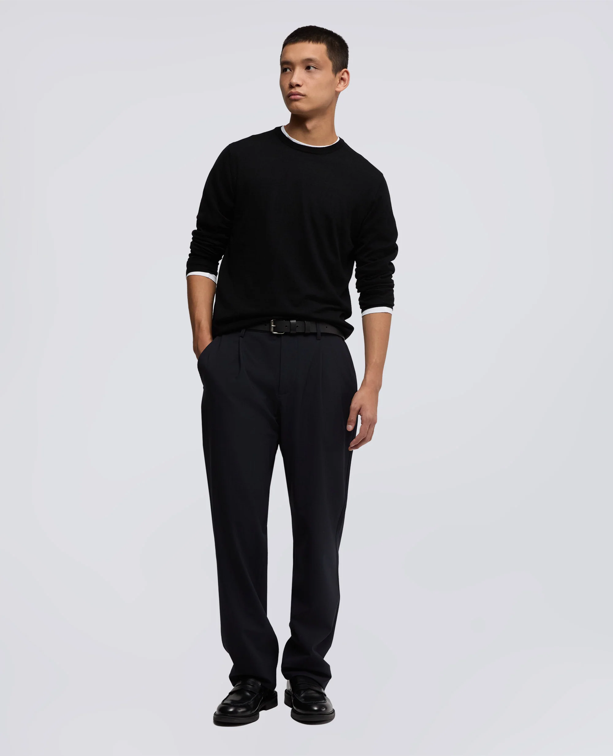 MAGLIA GIROCOLLO IN LANA RASATA - NERO - Image 2
