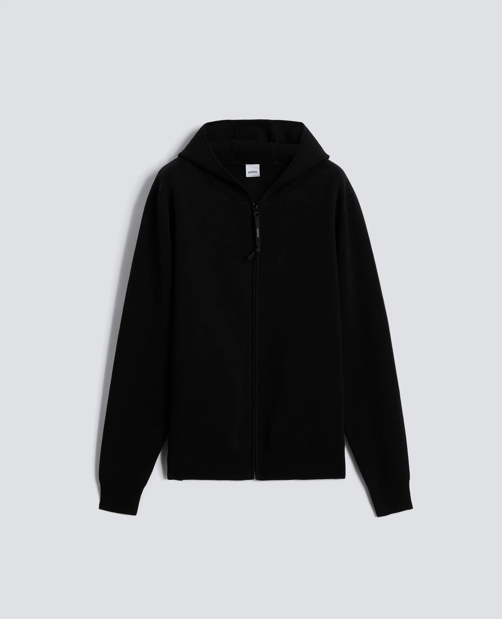 MAGLIA CON CAPPUCCIO IN COTONE DOPPIA FRONTURA - NERO