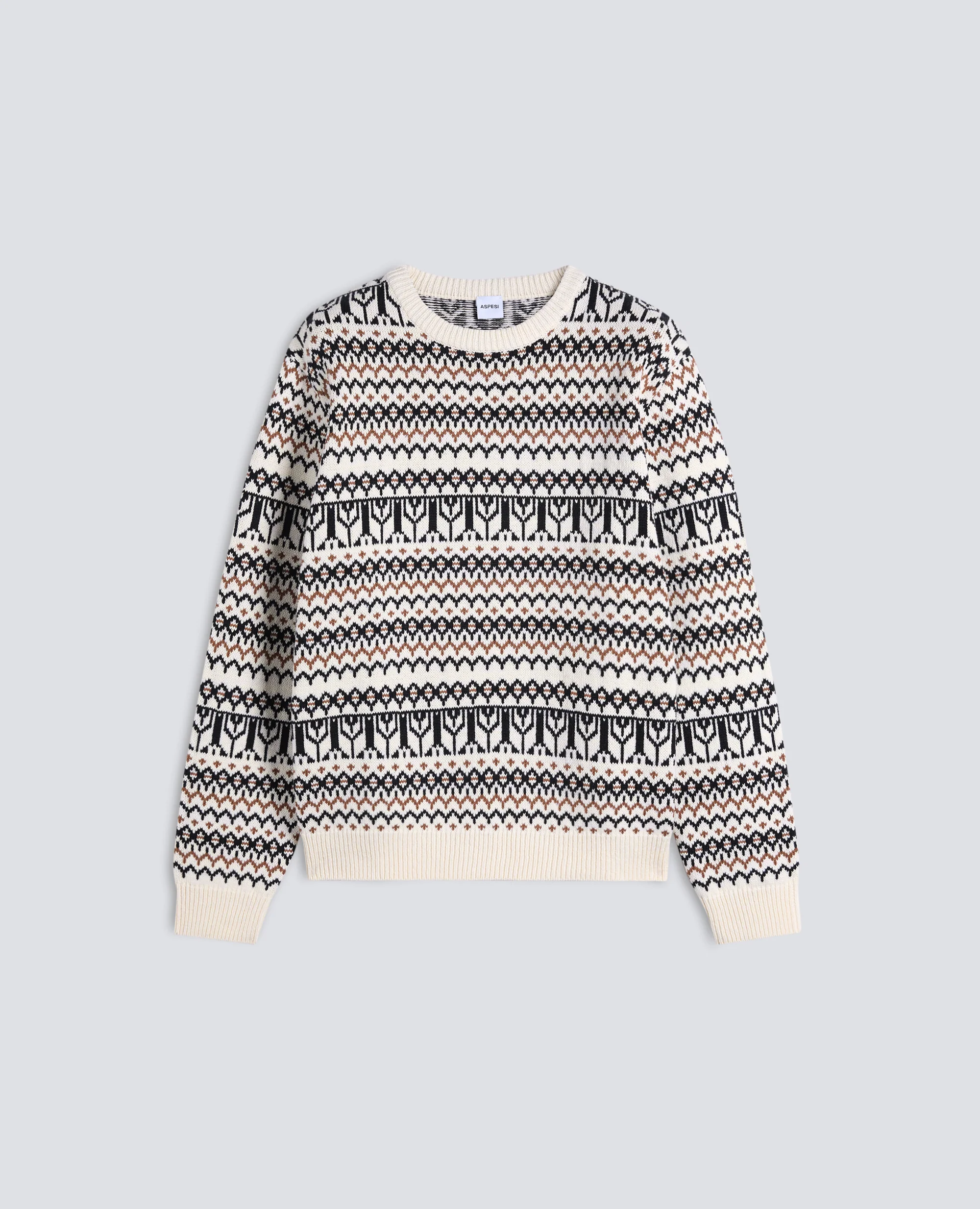 MAGLIA GIROCOLLO A MANICHE LUNGHE IN MISTO COTONE - FONDO NATURALE