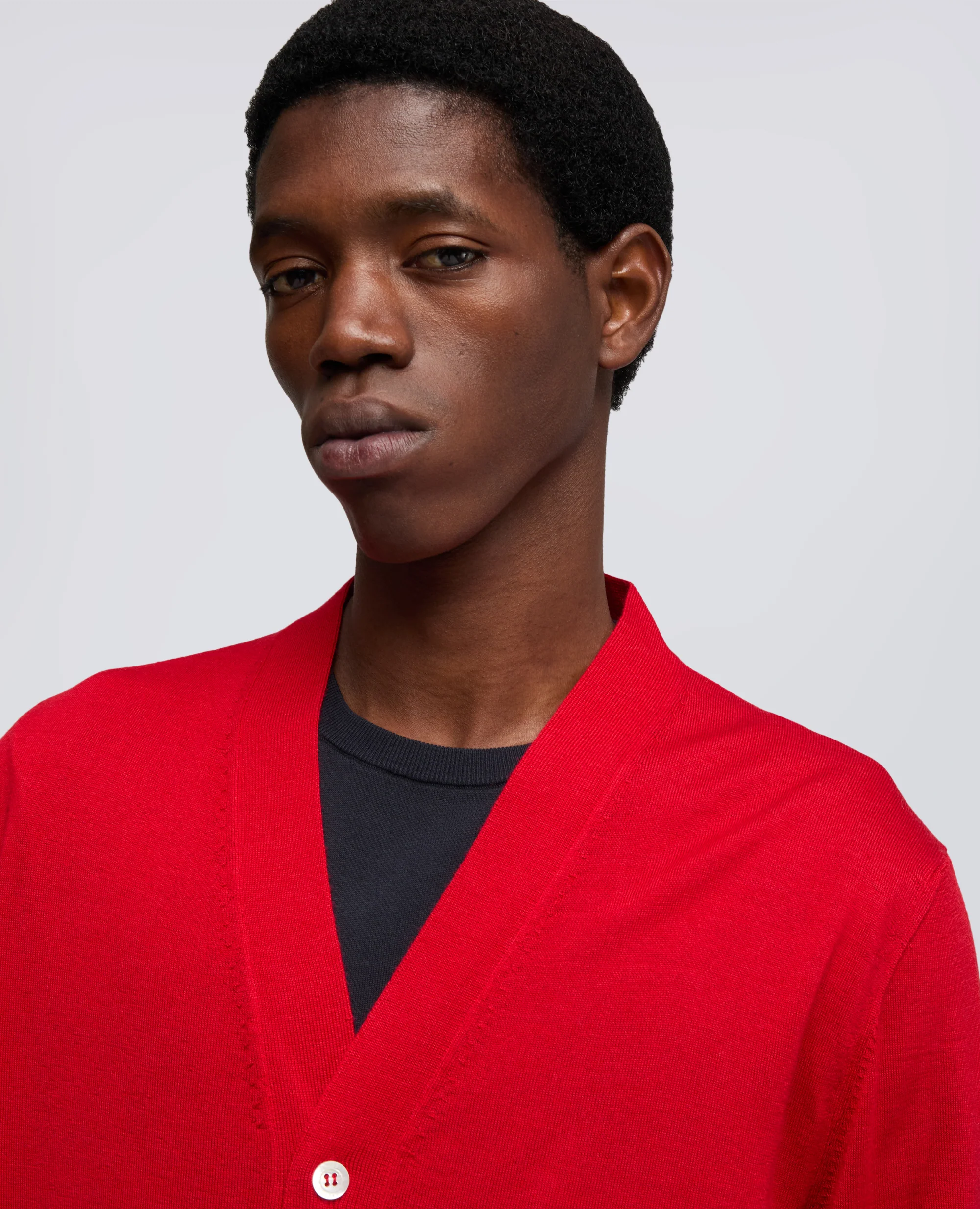 CARDIGAN IN LANA E SETA - ROSSO - Image 4