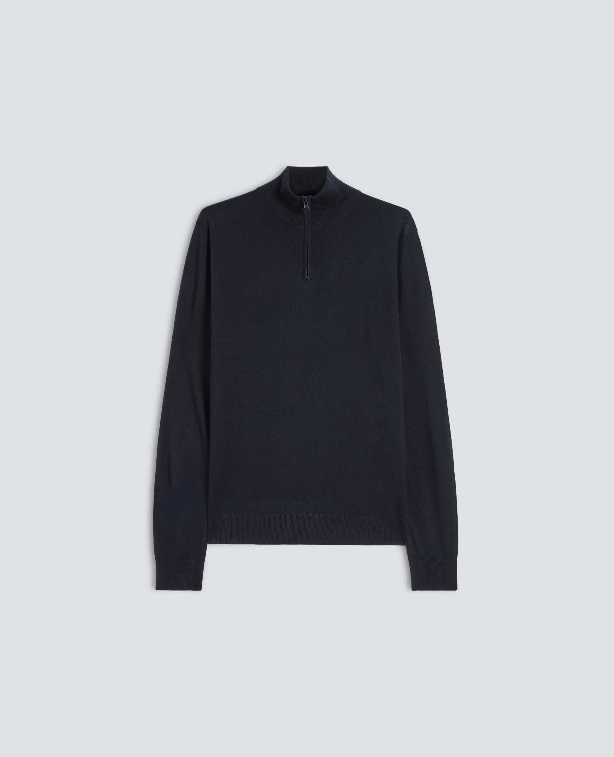 MAGLIA CON ZIP IN MISTO SETA-COTONE- CASHMERE - BLU BLACK