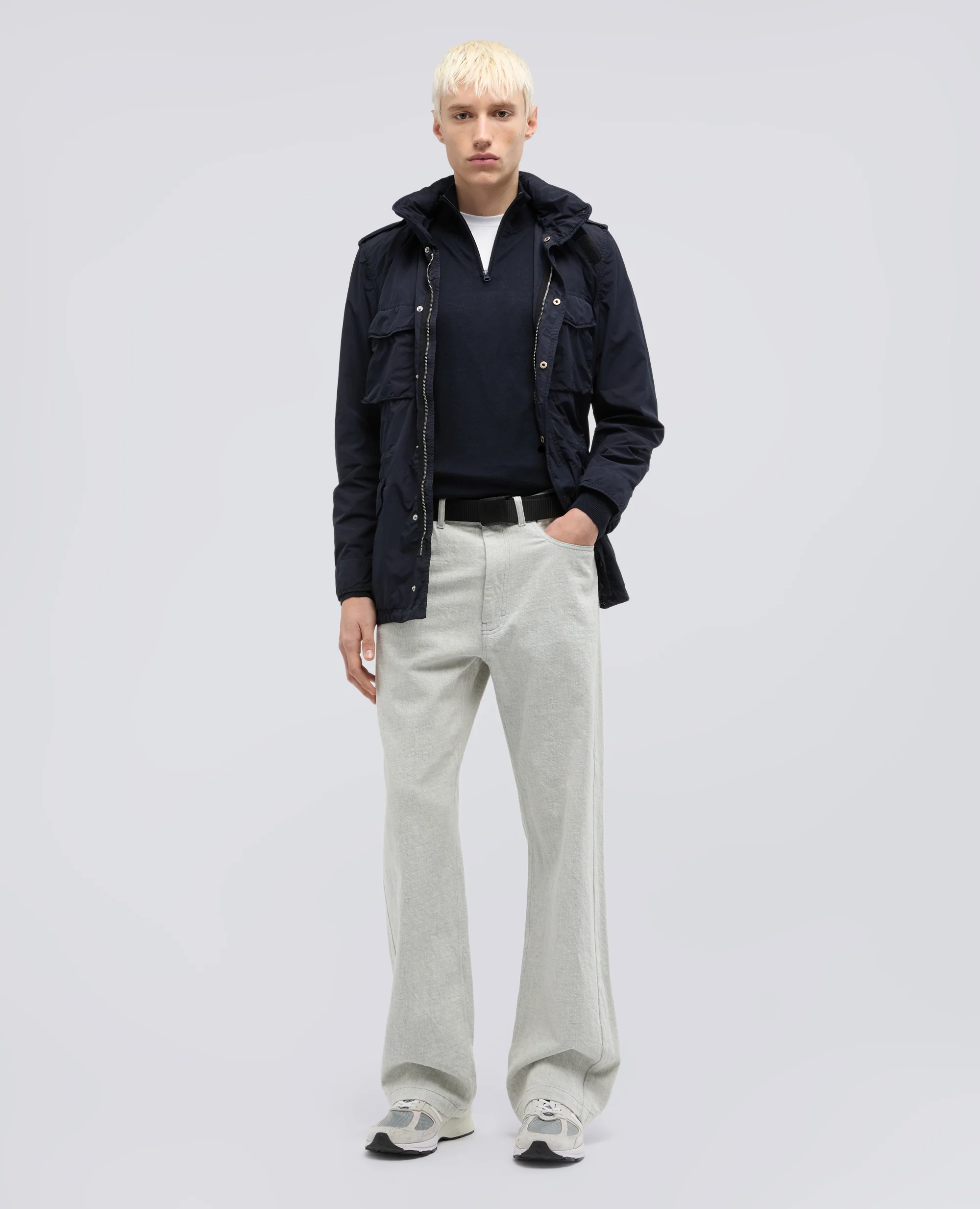 MAGLIA CON ZIP IN MISTO SETA-COTONE- CASHMERE - BLU BLACK - Image 2