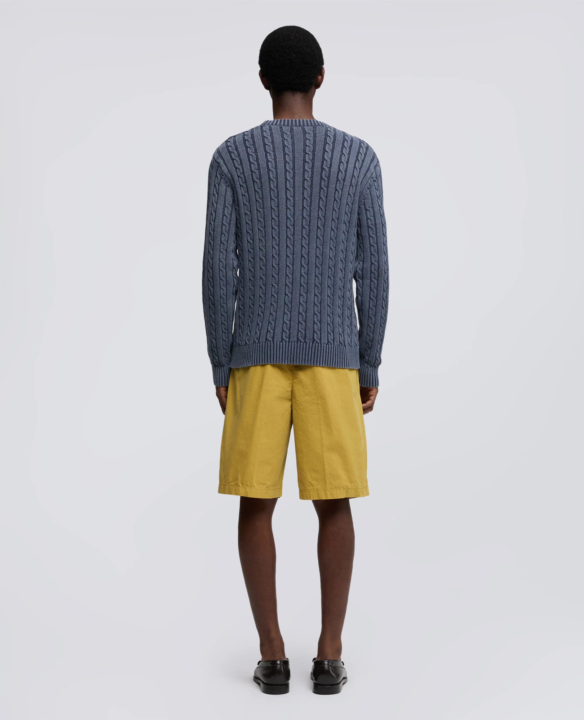 MAGLIA GIROCOLLO IN COTONE TINTO CAPO - BLU - Image 3