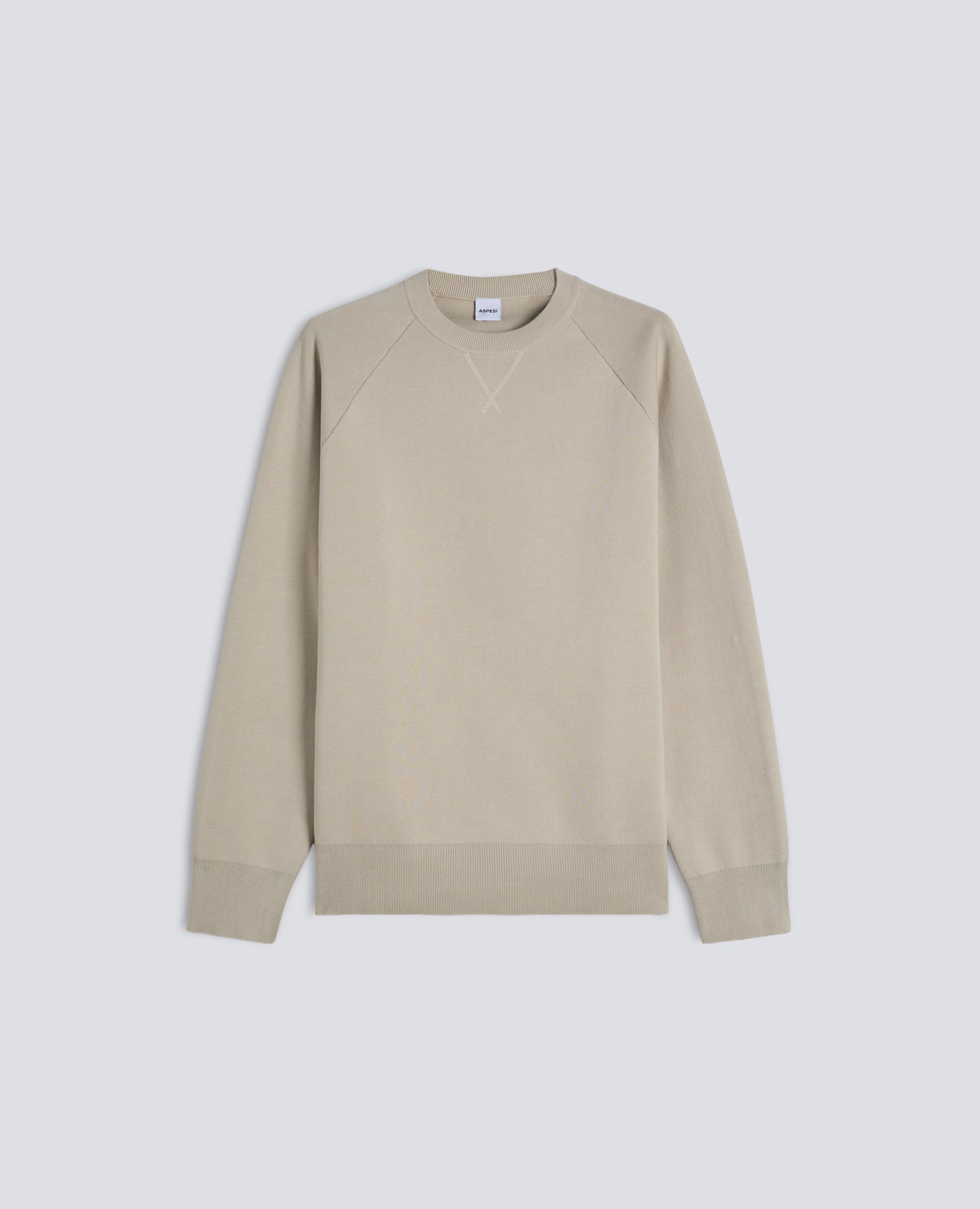 MAGLIA GIROCOLLO A MANICHE LUNGHE IN COTONE - GESSO