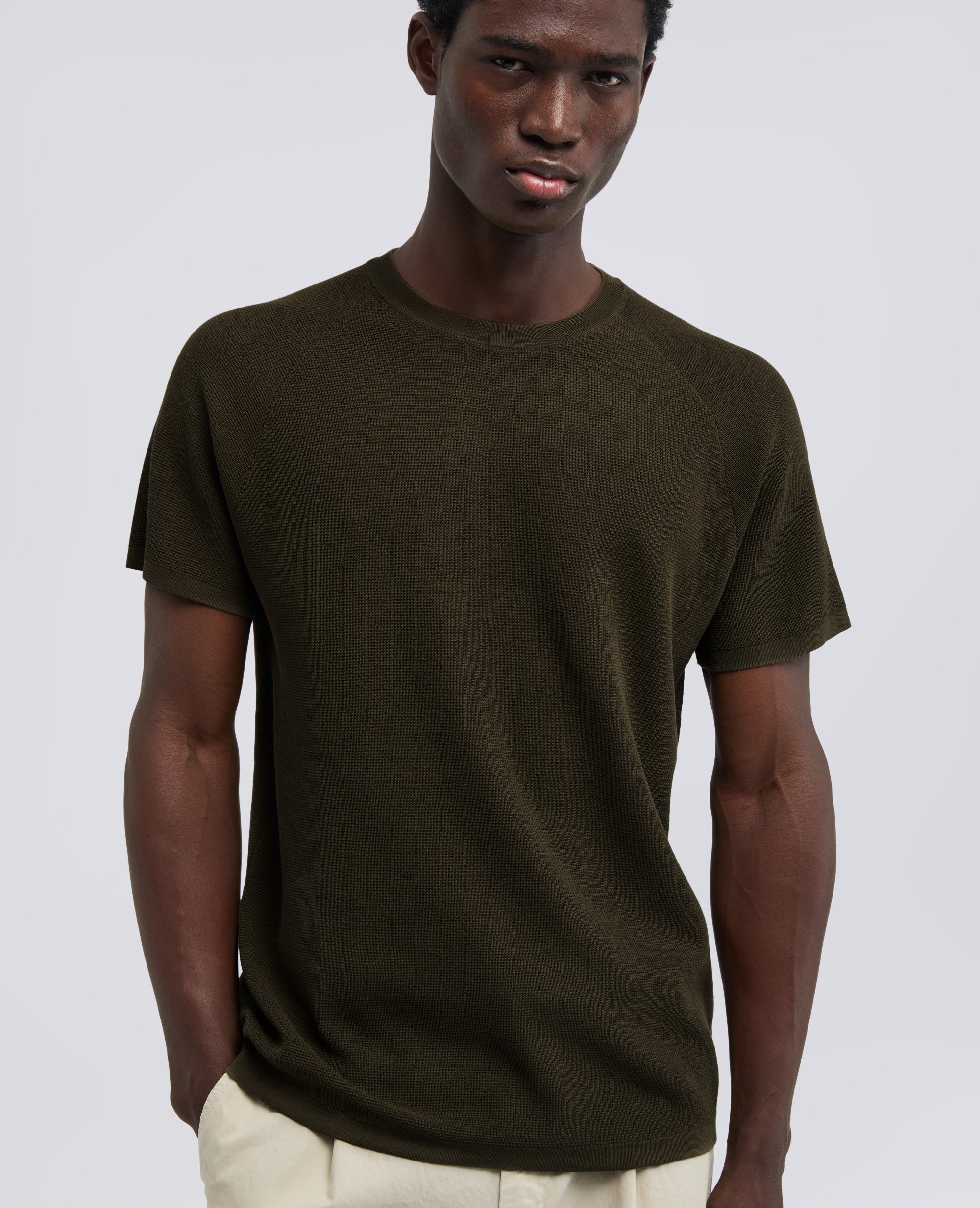MAGLIA RAGLAN IN MICRO WAFFLE DI COTONE - MILITARE - Image 4