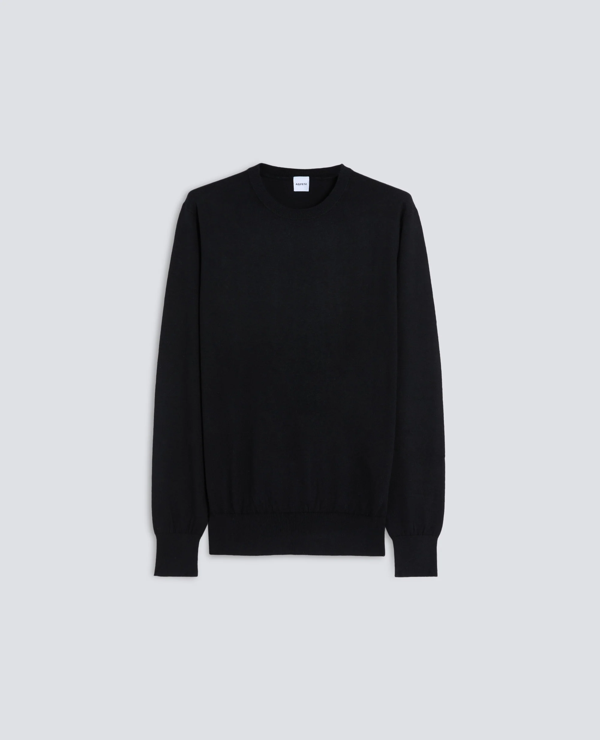 MAGLIA GIROCOLLO IN MISTO COTONE - NERO