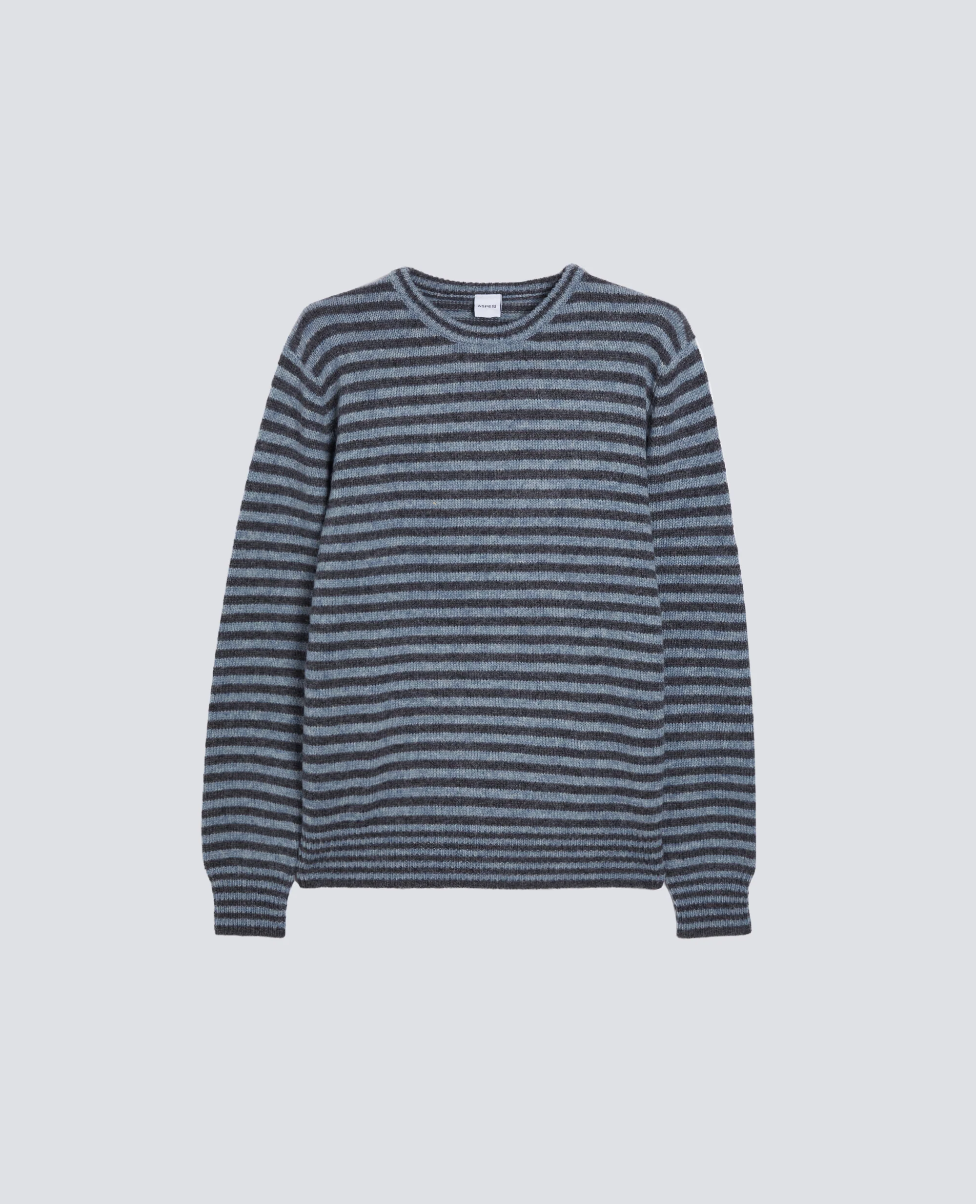 MAGLIA GIROCOLLO IN LANA - RIGA BICOLOR