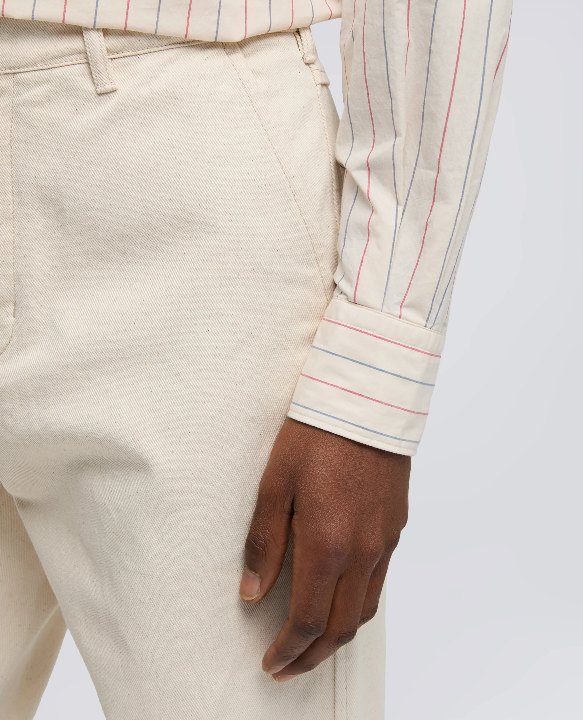 PANTALONE IN BULL DI COTONE NATURALE - NATURALE - Image 3