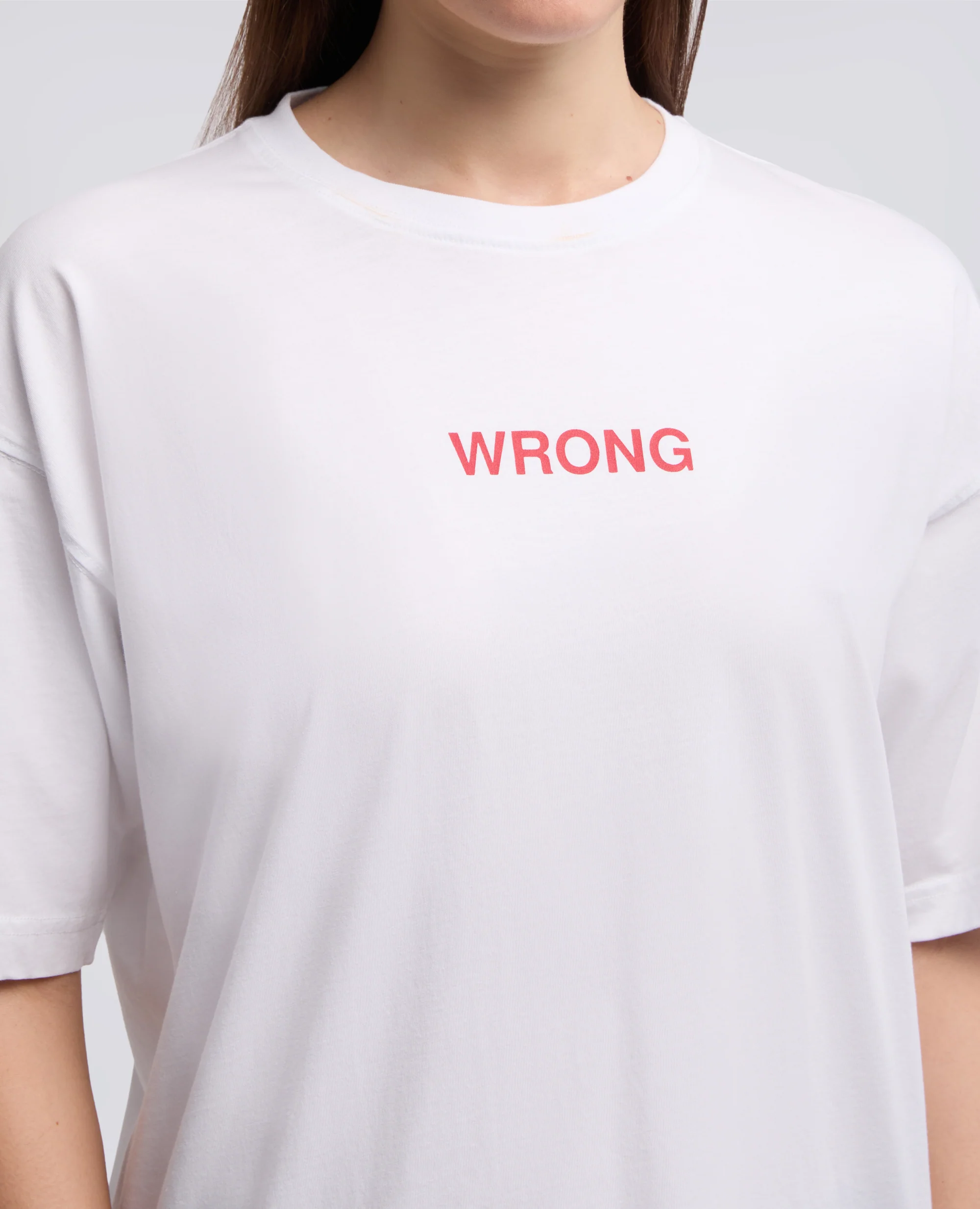 T-SHIRT IN JERSEY DI COTONE CON STAMPA "WRONG" - BIANCO - Image 4
