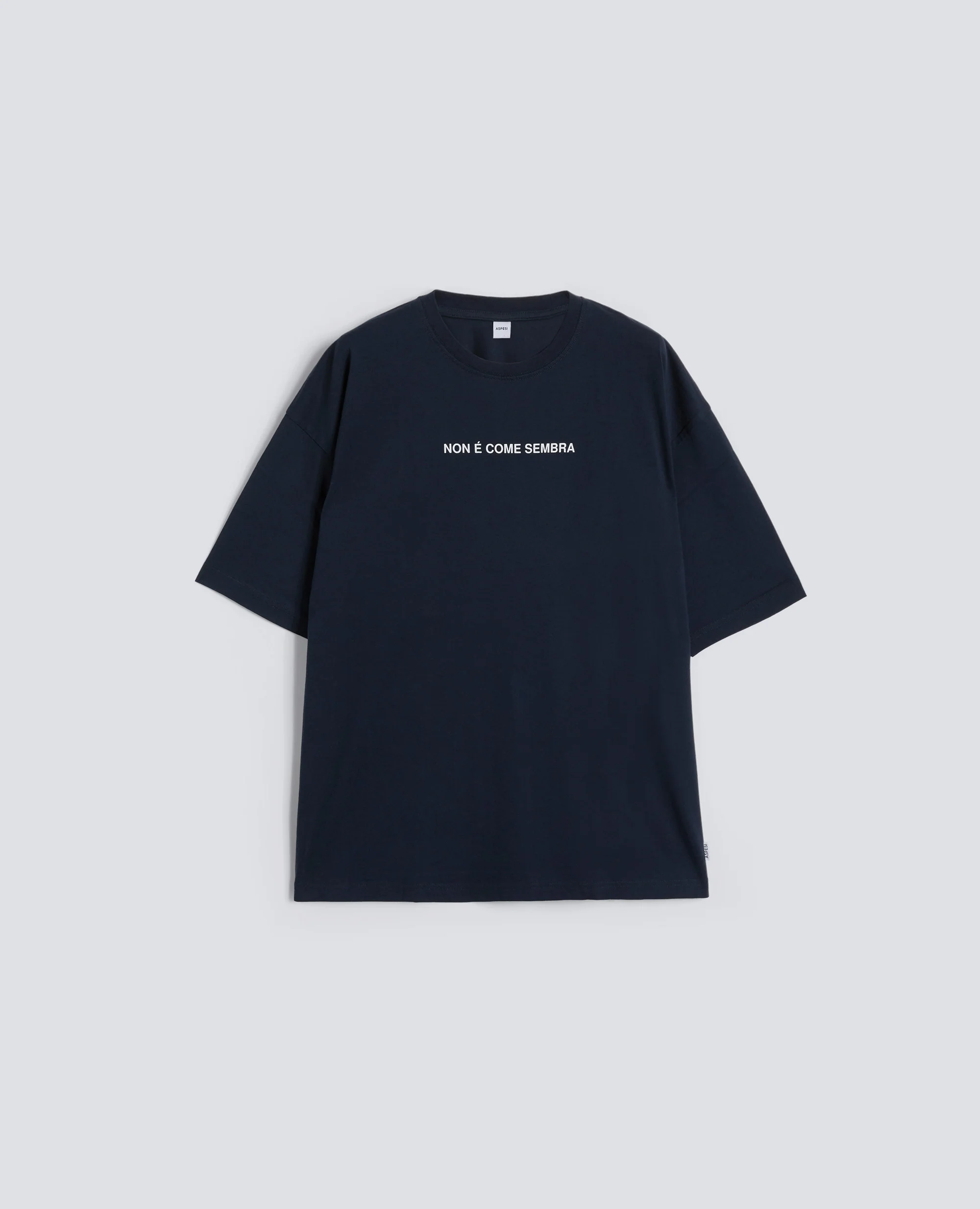 T-SHIRT IN JERSEY DI COTONE CON STAMPA "NON E COME SEMBRA" - NAVY