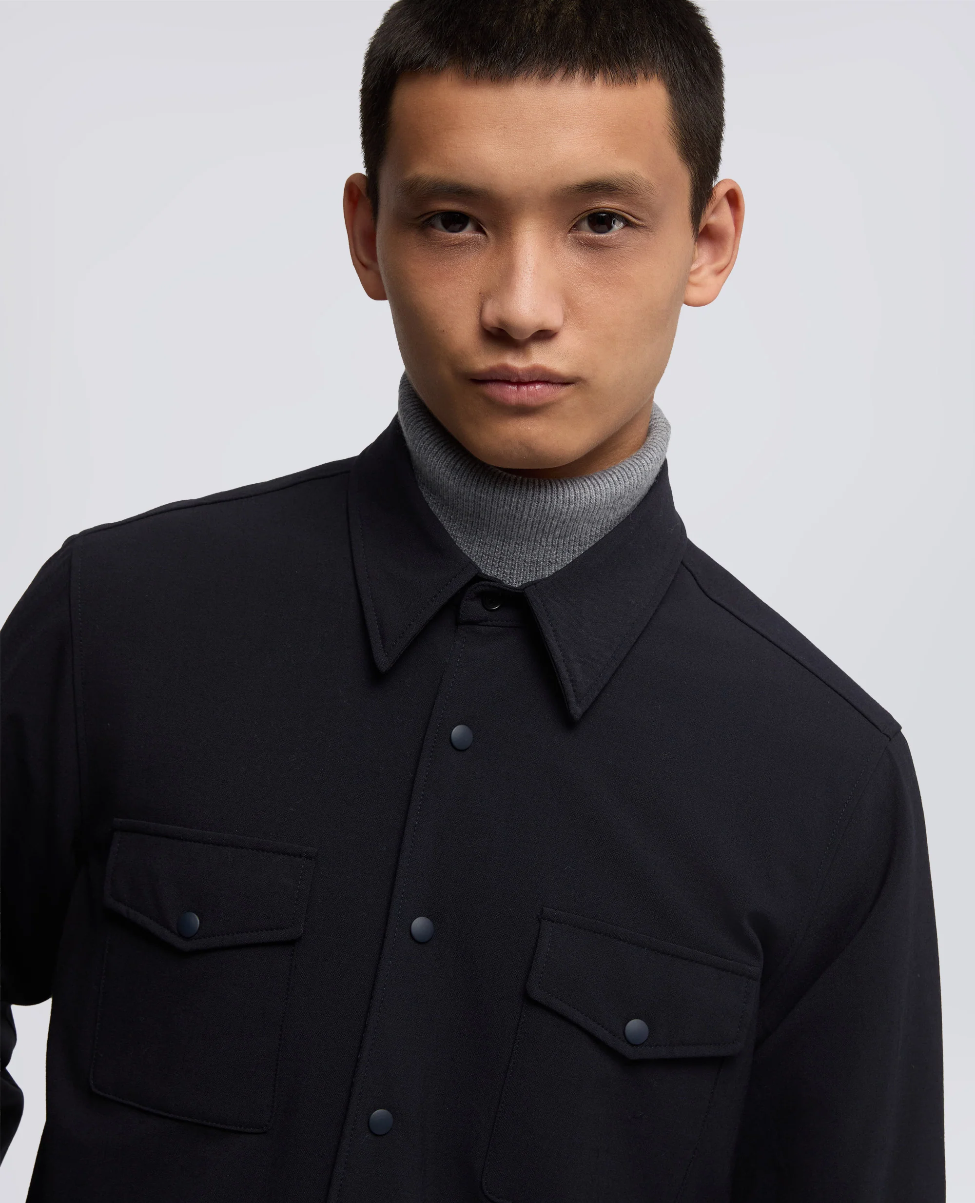 OVERSHIRT IN FLANELLA IMBOTTITA - NAVY - Image 4