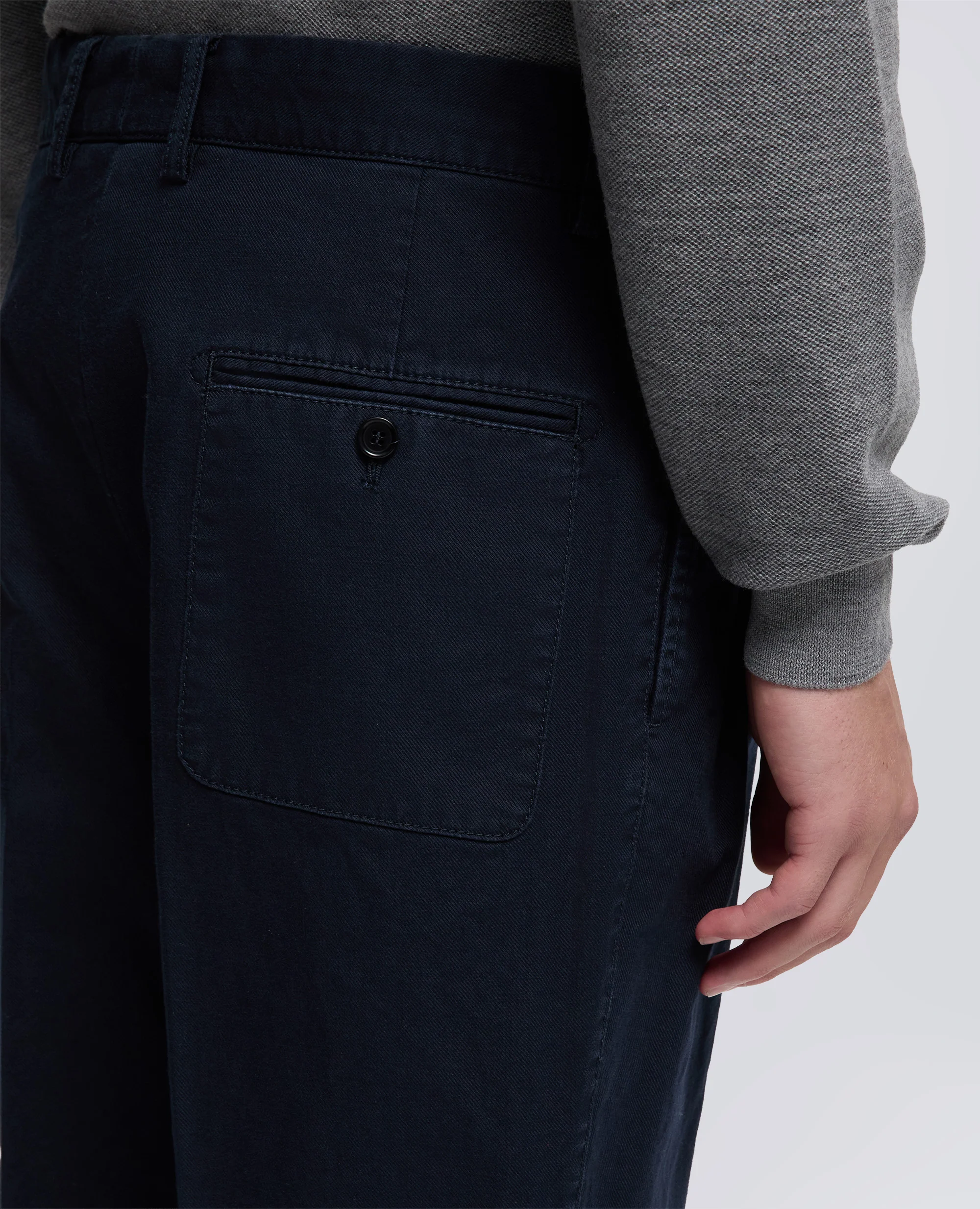 PANTALONE SLIM BANANA IN GABARDINA DI COTONE - NAVY - Image 4