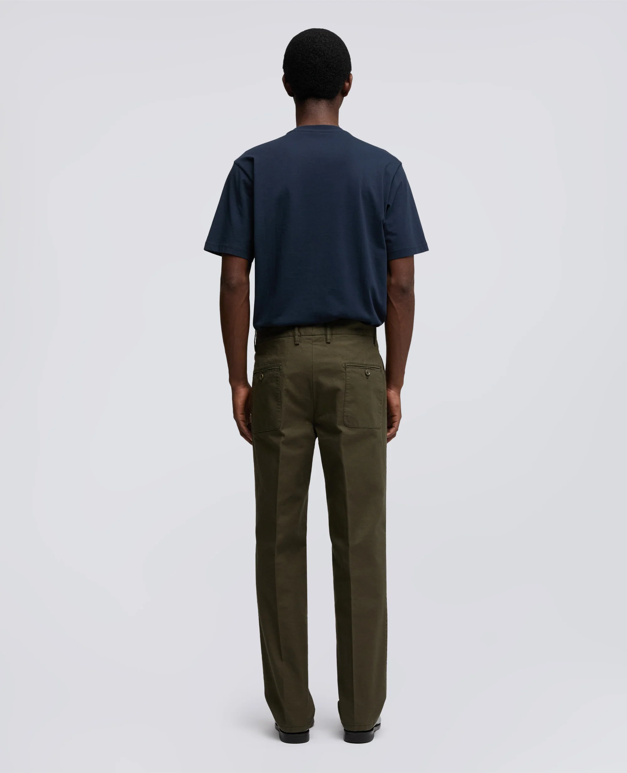 PANTALONE SLIM BANANA IN GABARDINA DI COTONE - MILITARE - Image 3