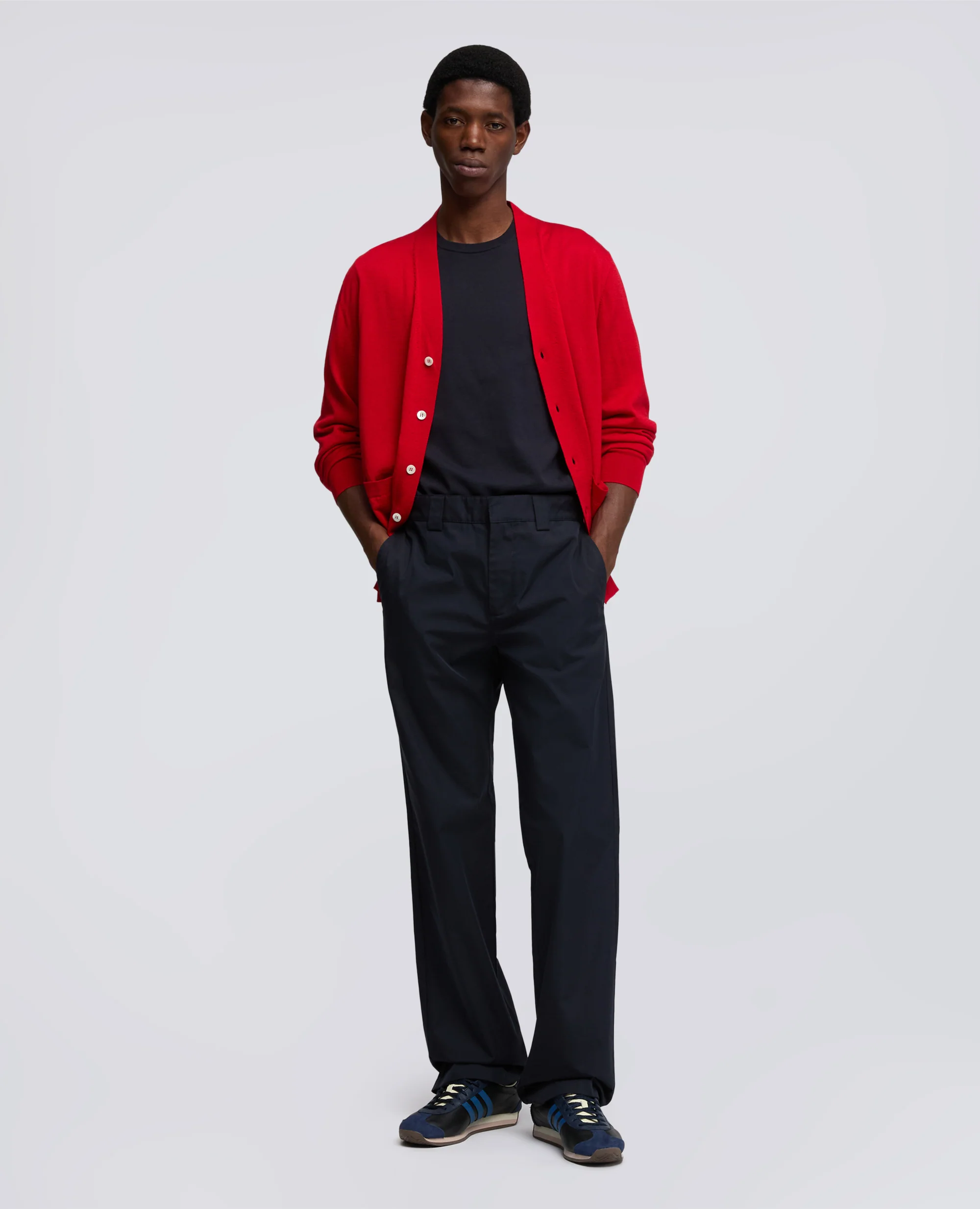PANTALONE IN TWILL DI COTONE NYLON TINTO PEZZA - NAVY - Image 2
