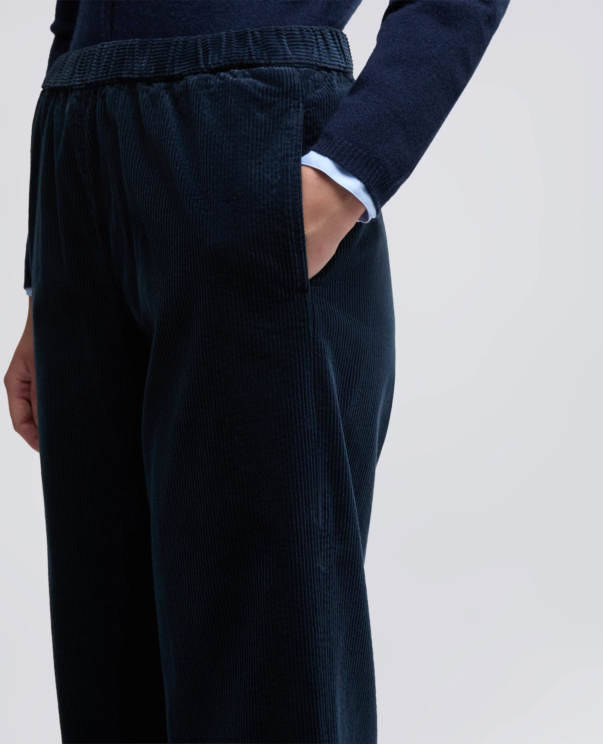 PANTALONE AMPIO IN VELLUTO A COSTE - NAVY - Image 4