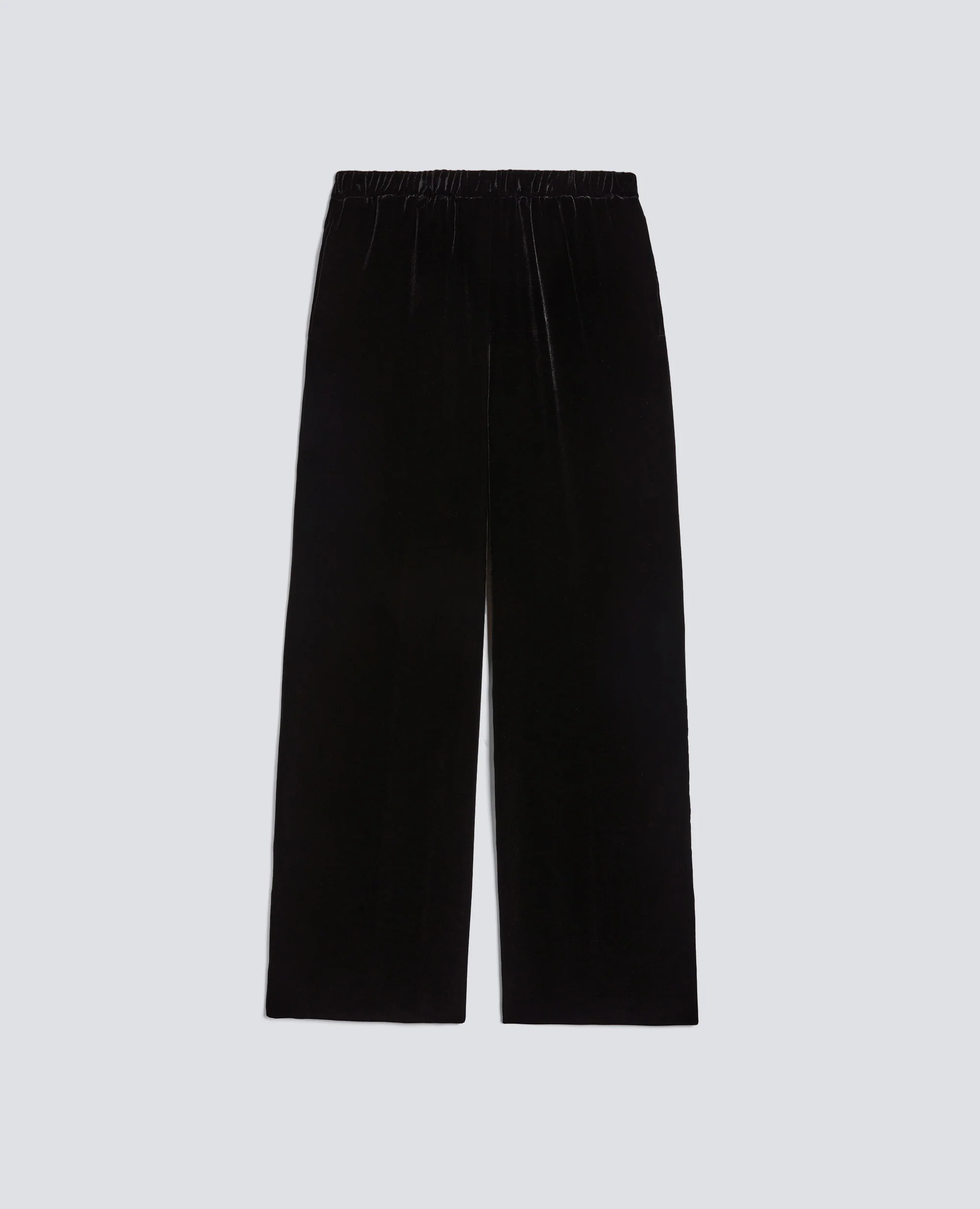 PANTALONE AMPIO IN VELLUTO LISCIO - NERO