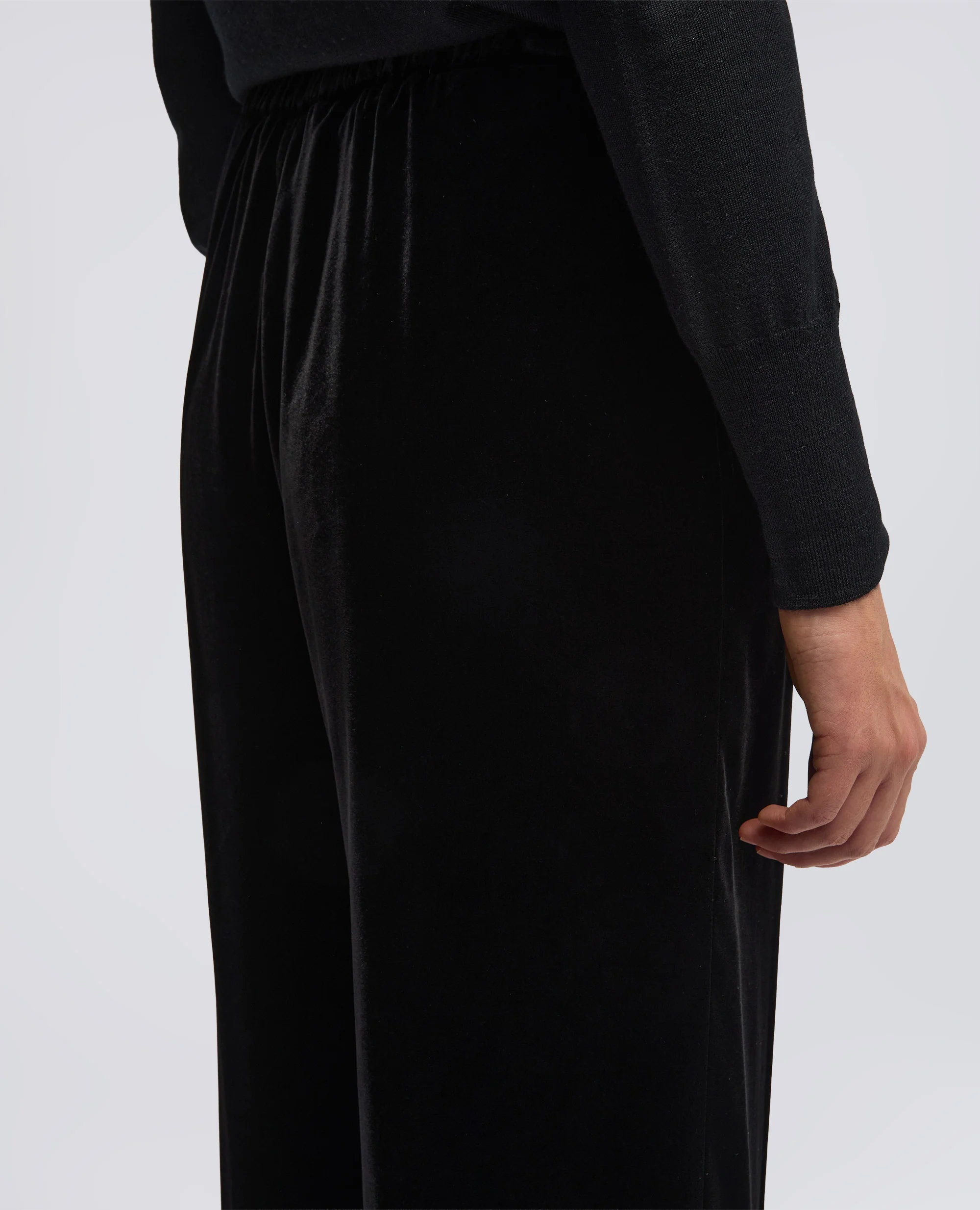 PANTALONE AMPIO IN VELLUTO LISCIO - NERO - Image 4