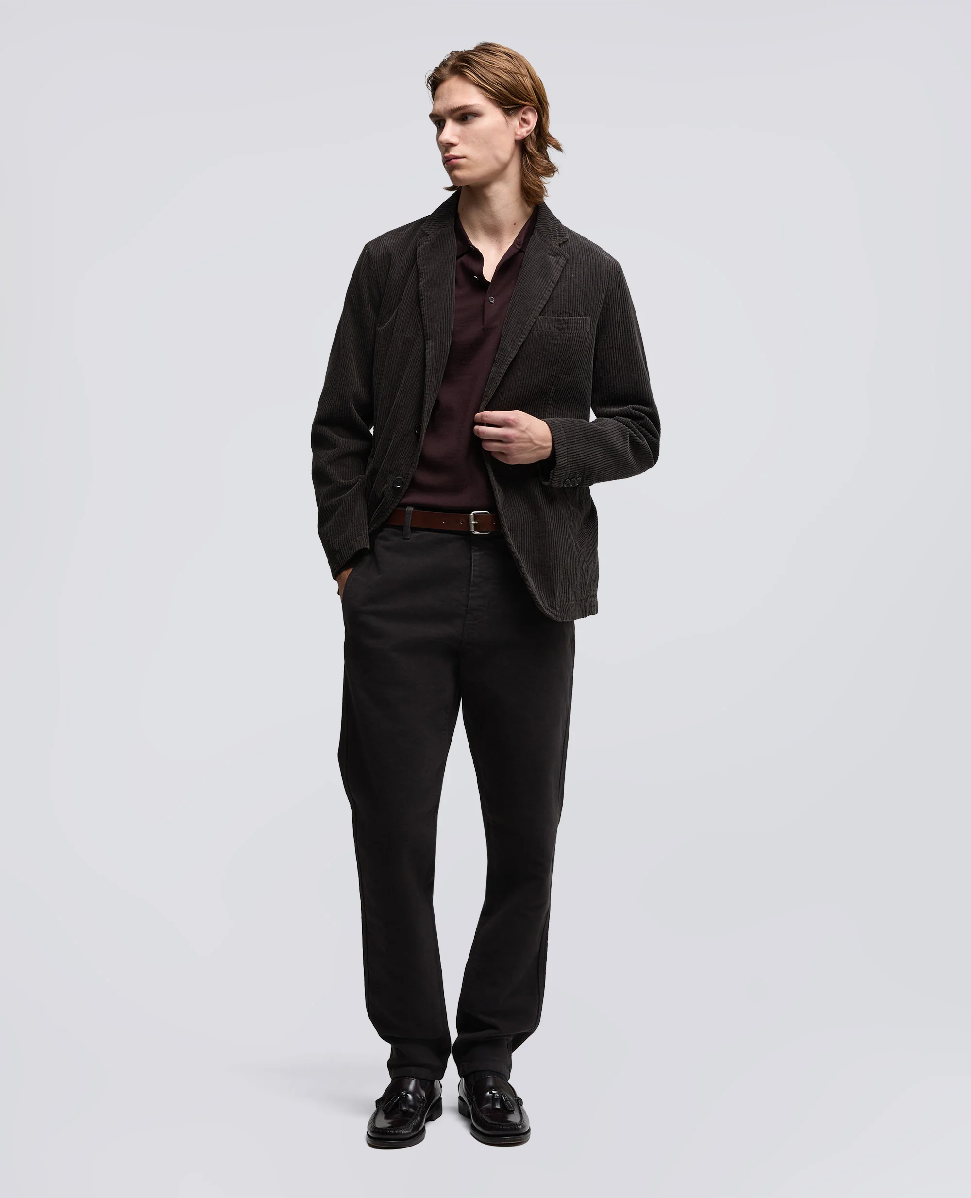 PANTALONE CHINO FUNZIONALE IN VELLUTO - MARRONE - Image 2