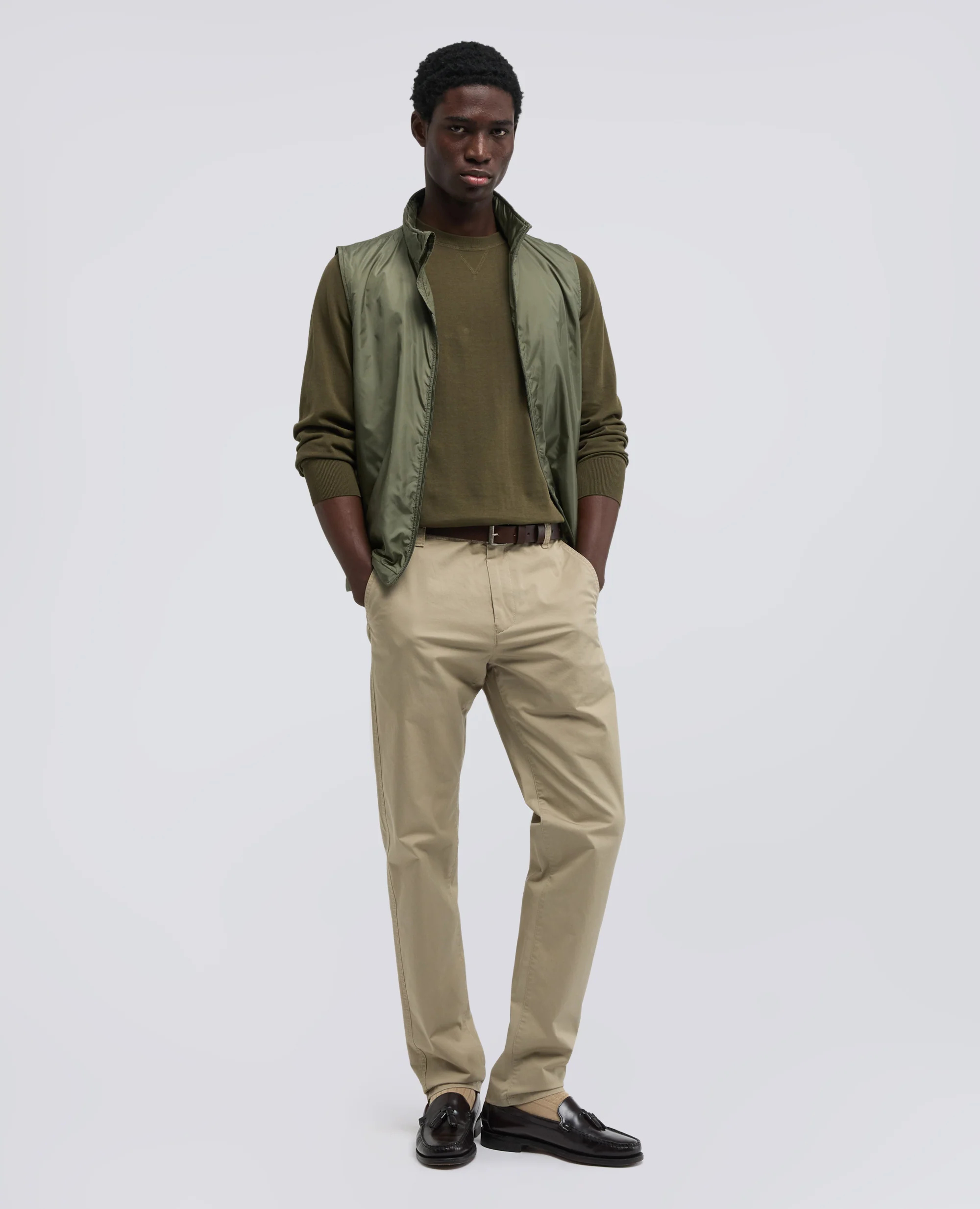 PANTALONE CHINO IN GABARDINA DI COTONE E LINO - COLONIALE - Image 2