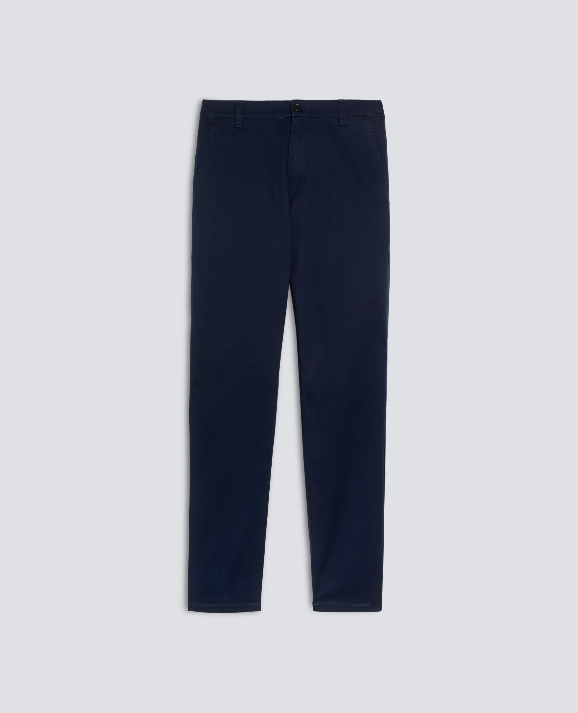 PANTALONE CHINO IN GABARDINA DI COTONE E LINO - NAVY