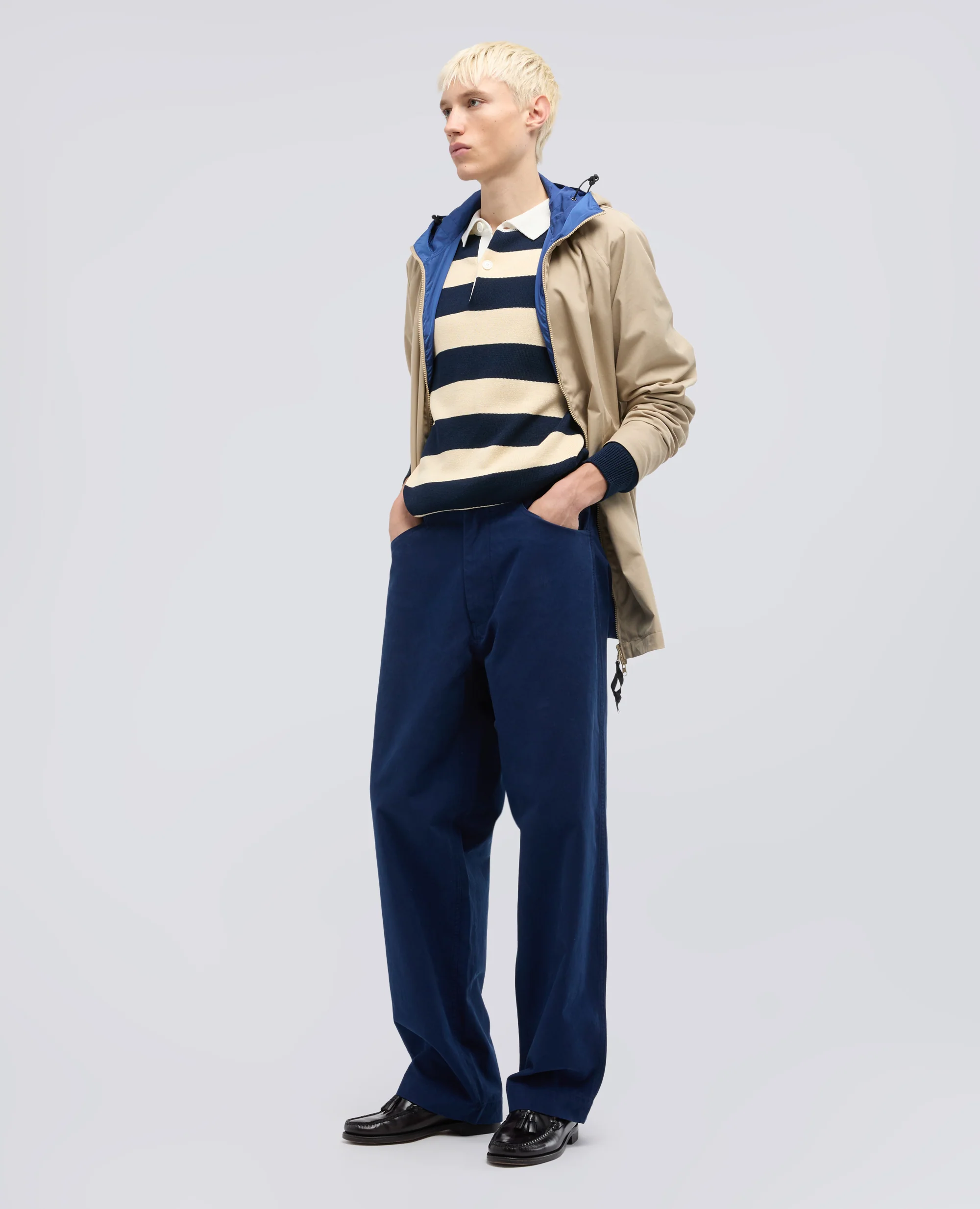 PANTALONE IN CANVAS DI COTONE TINTO PEZZA - INCHIOSTRO - Image 2
