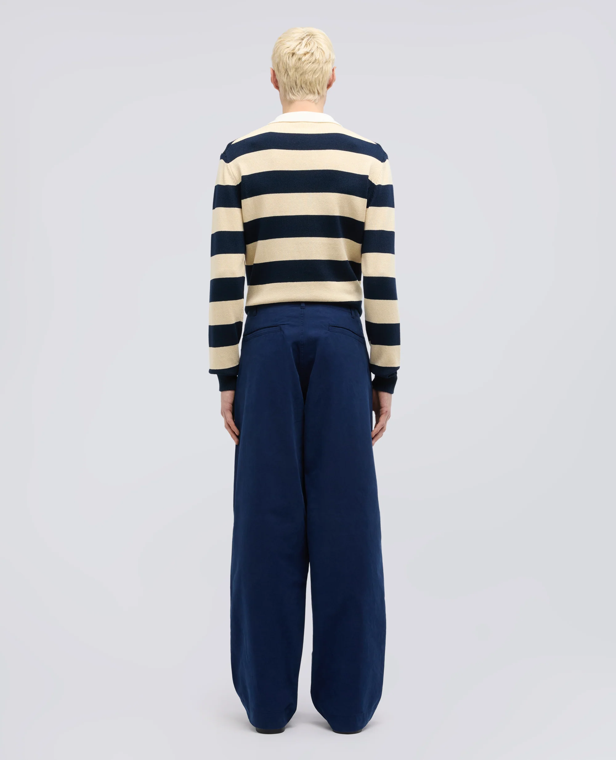 PANTALONE IN CANVAS DI COTONE TINTO PEZZA - INCHIOSTRO - Image 3