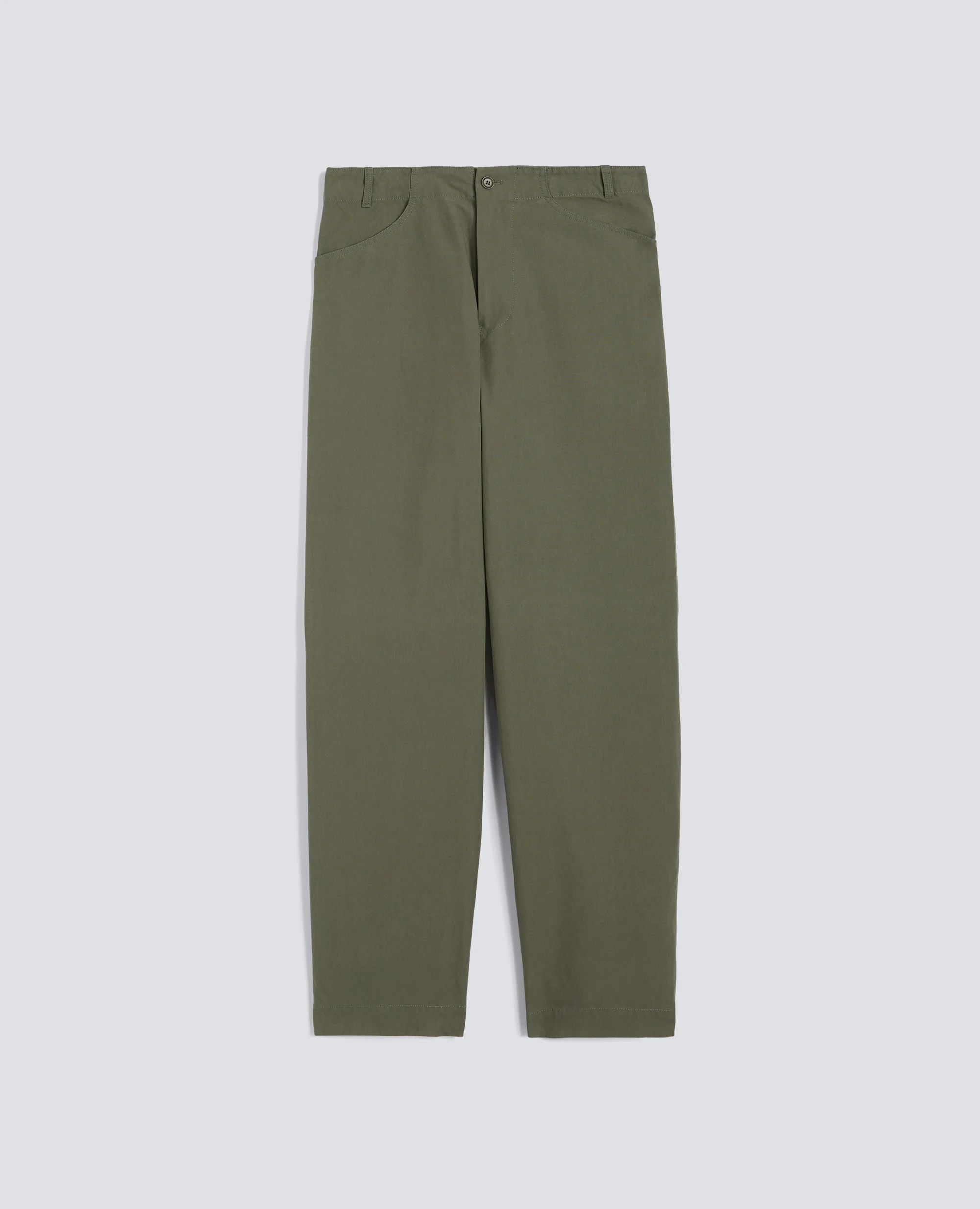 PANTALONE IN CANVAS DI COTONE TINTO PEZZA - OLIVA