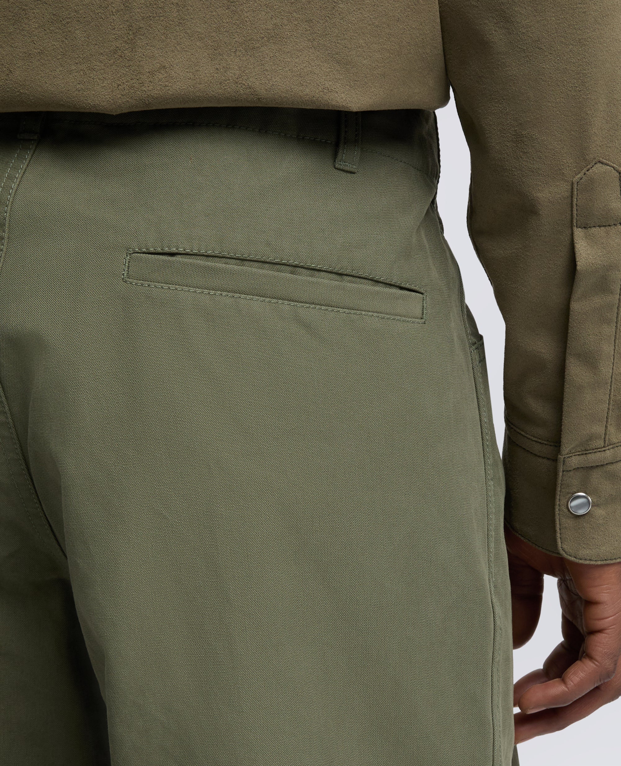 PANTALONE IN CANVAS DI COTONE TINTO PEZZA - OLIVA - Image 4