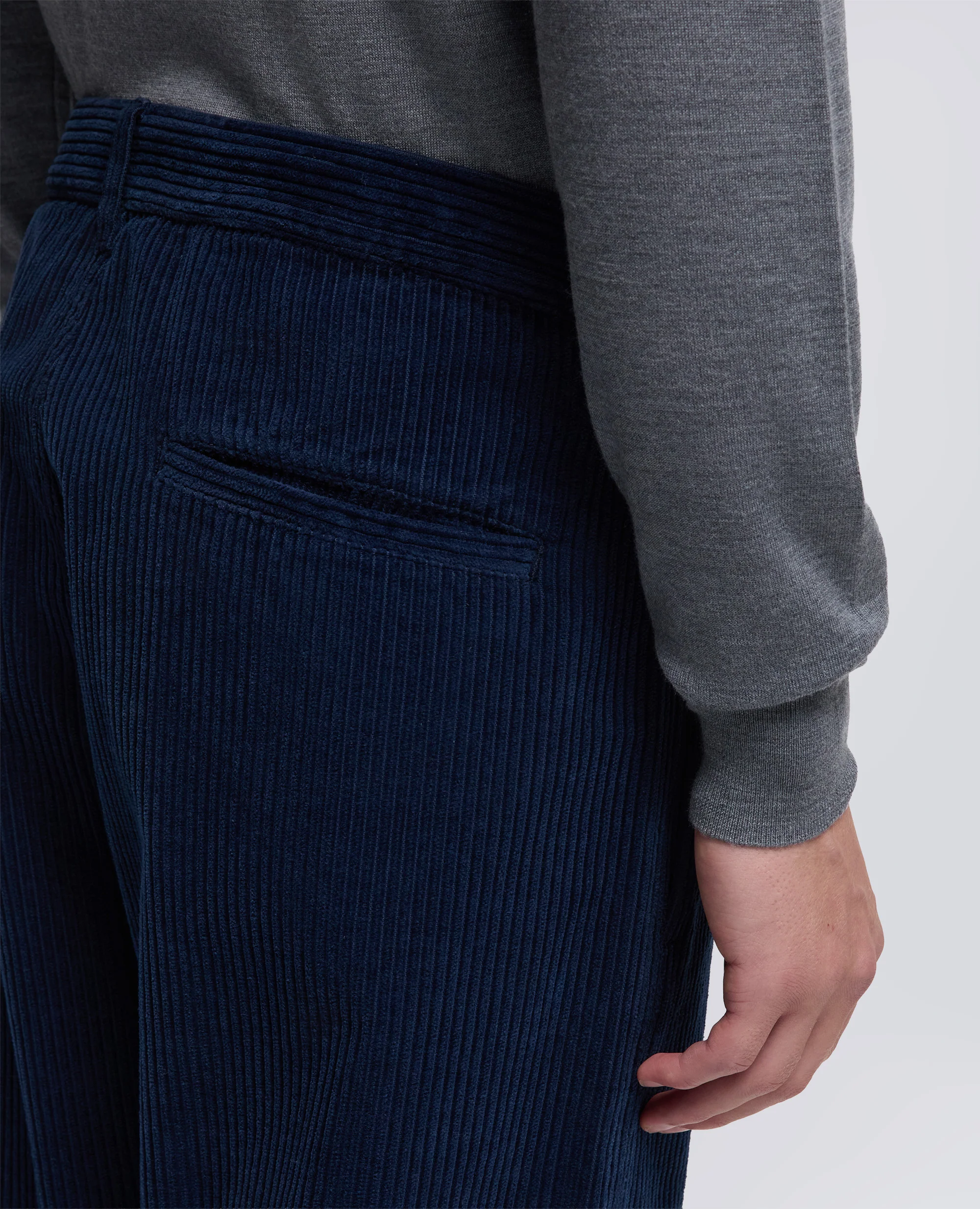PANTALONE CHINO FUNZIONALE IN VELLUTO - NAVY - Image 4