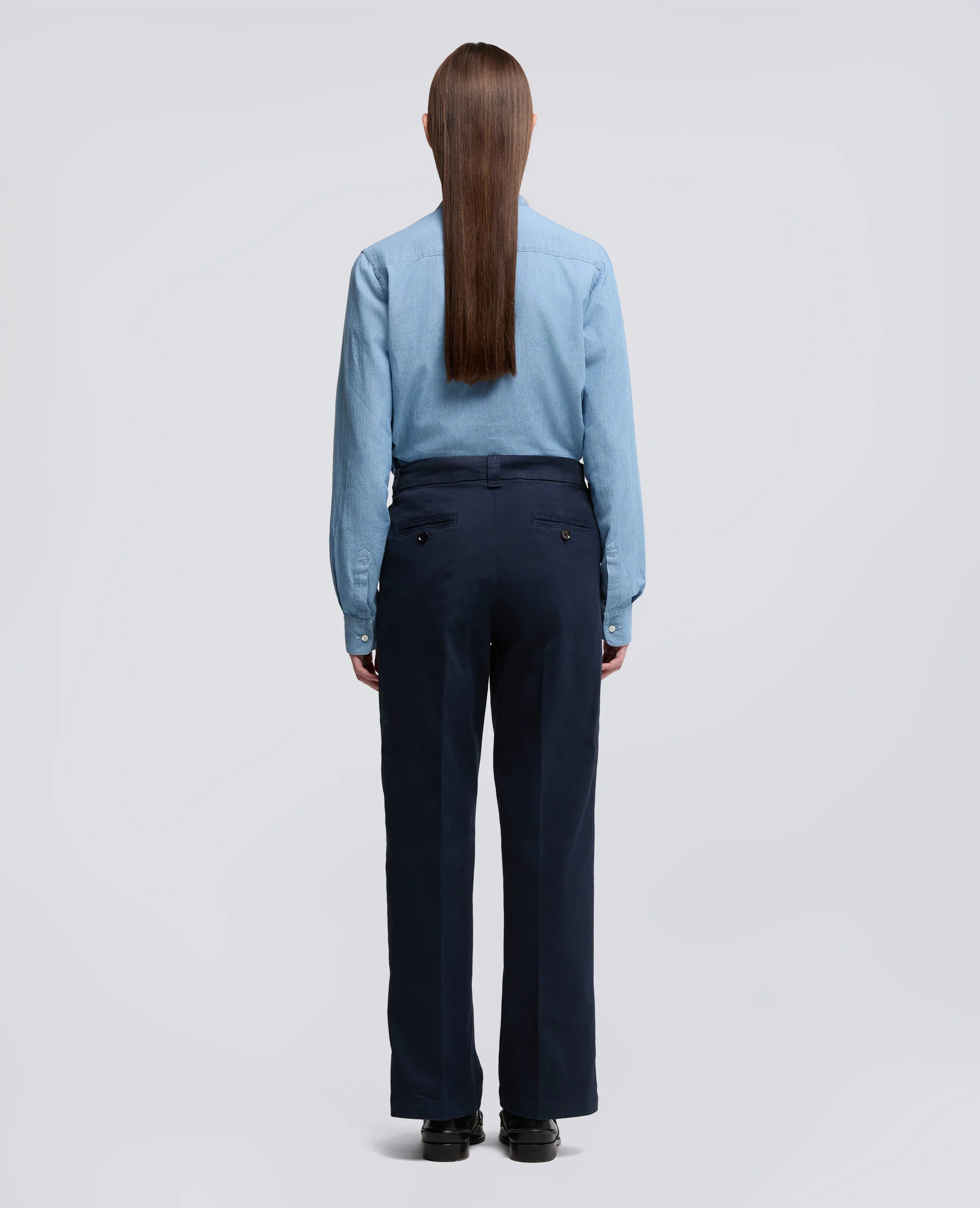 PANTALONE IN GABARDINA DI COTONE - NAVY - Image 3