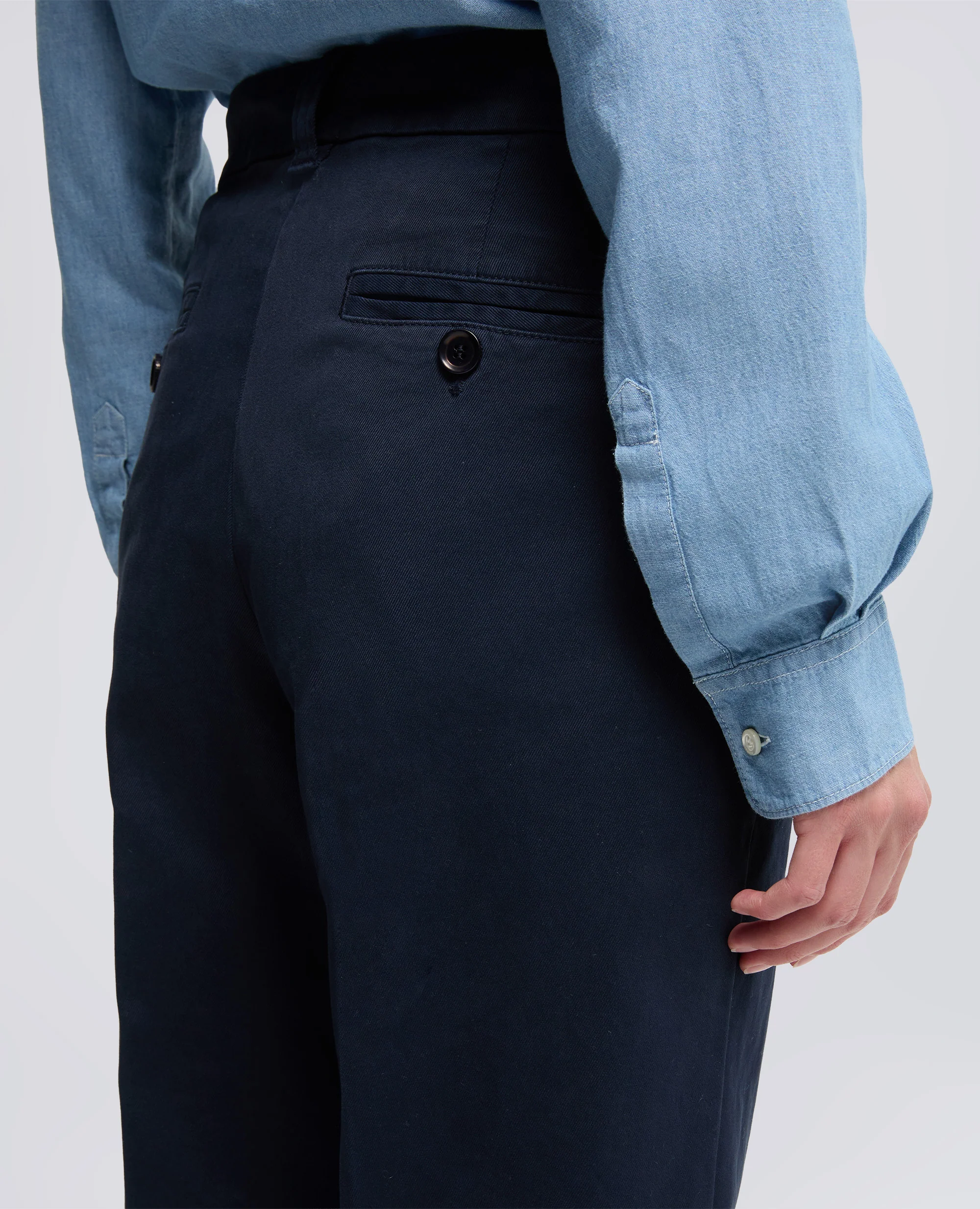 PANTALONE IN GABARDINA DI COTONE - NAVY - Image 4