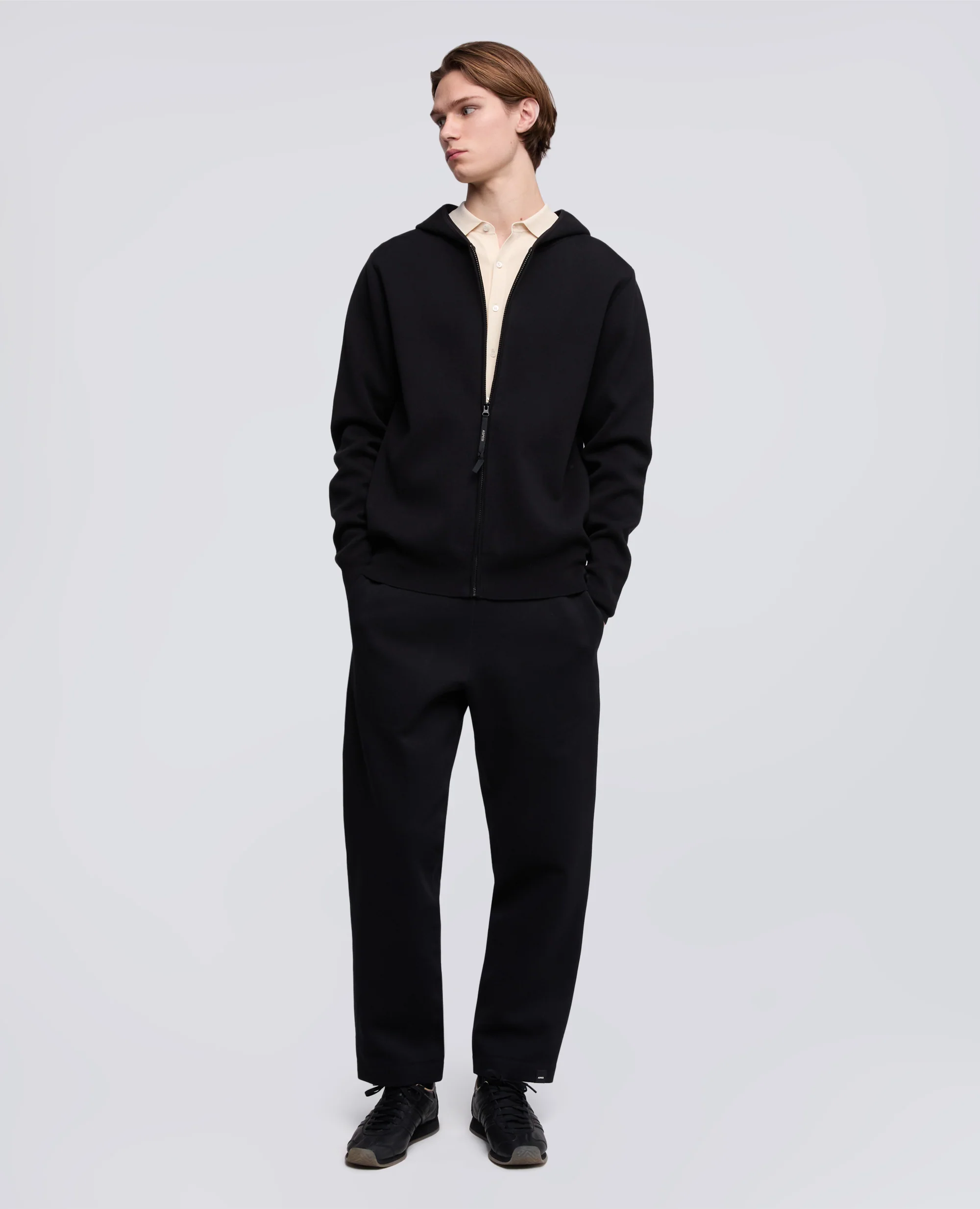 PANTALONE IN JERSEY DI COTONE DOPPIO - NERO - Image 2