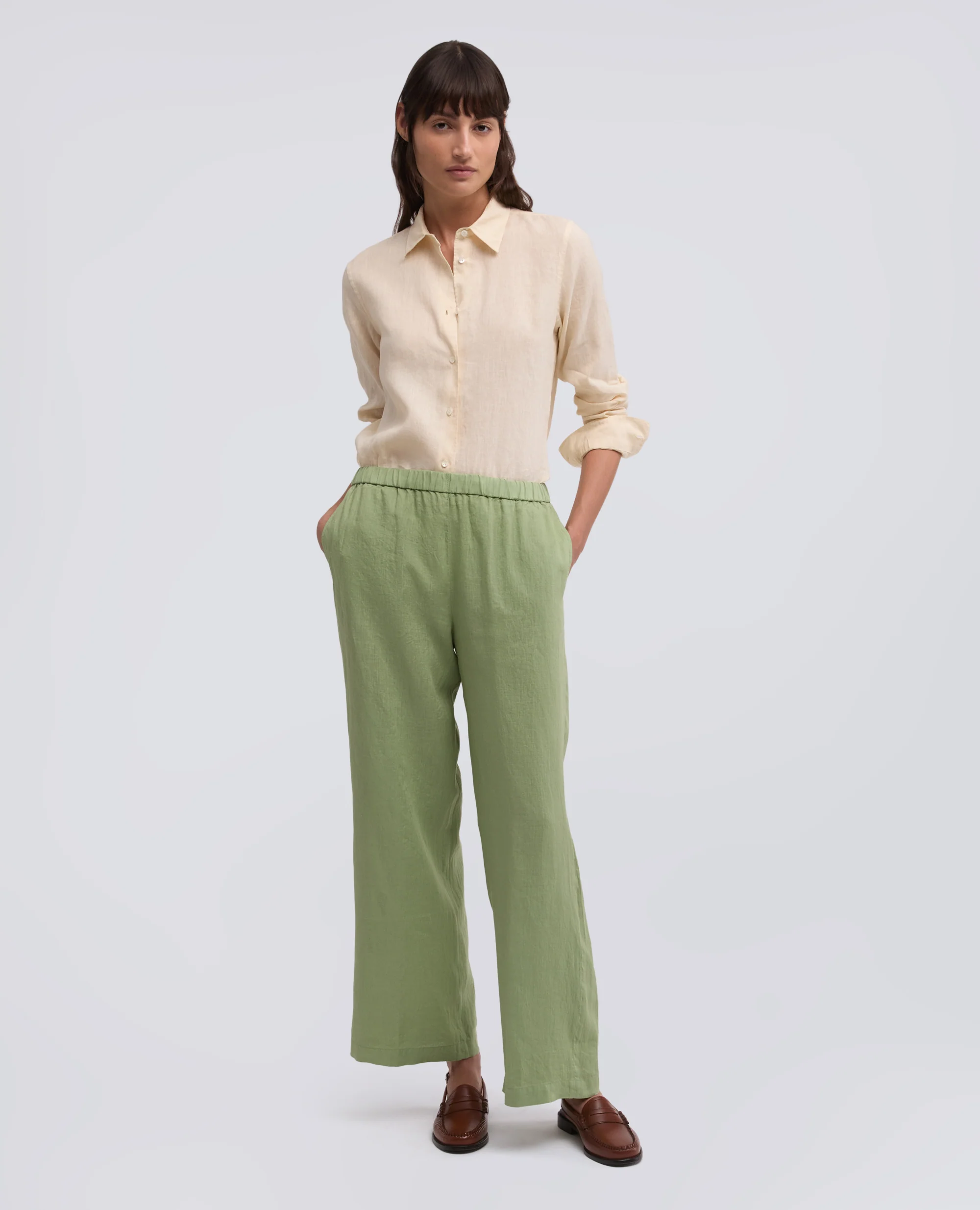 PANTALONE IN LINO - SALVIA - Image 2