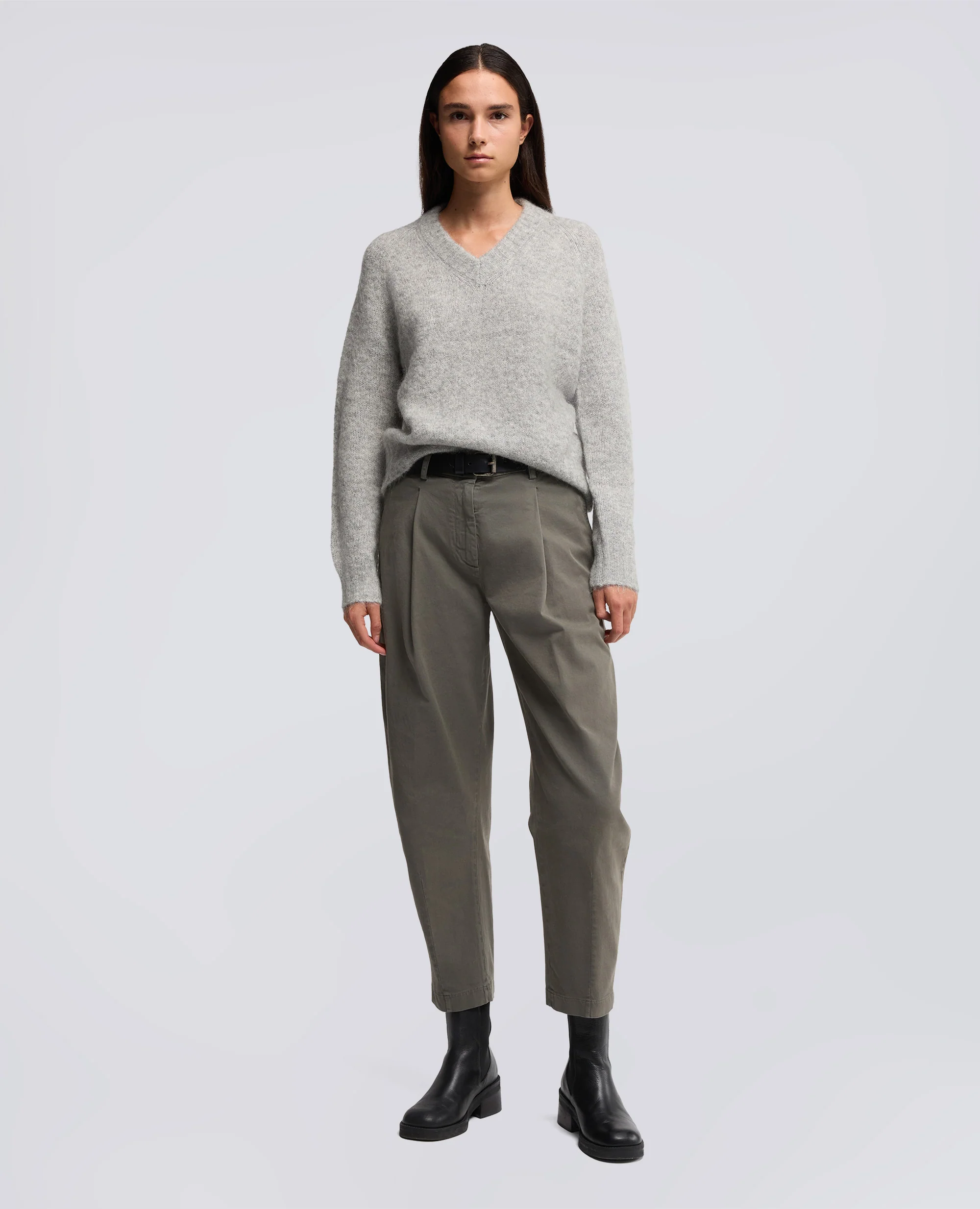 PANTALONE IN GABARDINA DI COTONE - GRIGIO - Image 2