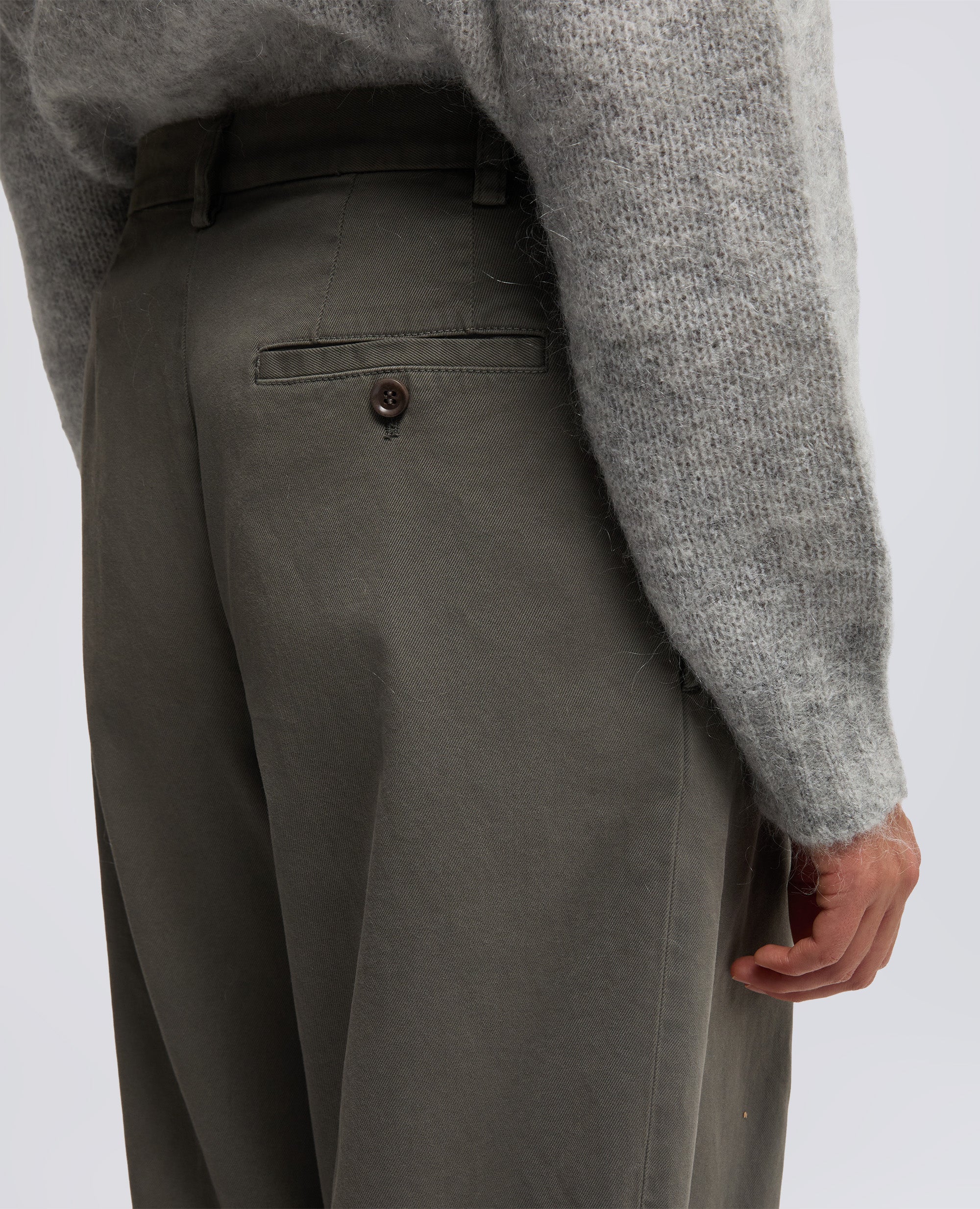 PANTALONE IN GABARDINA DI COTONE - GRIGIO - Image 4