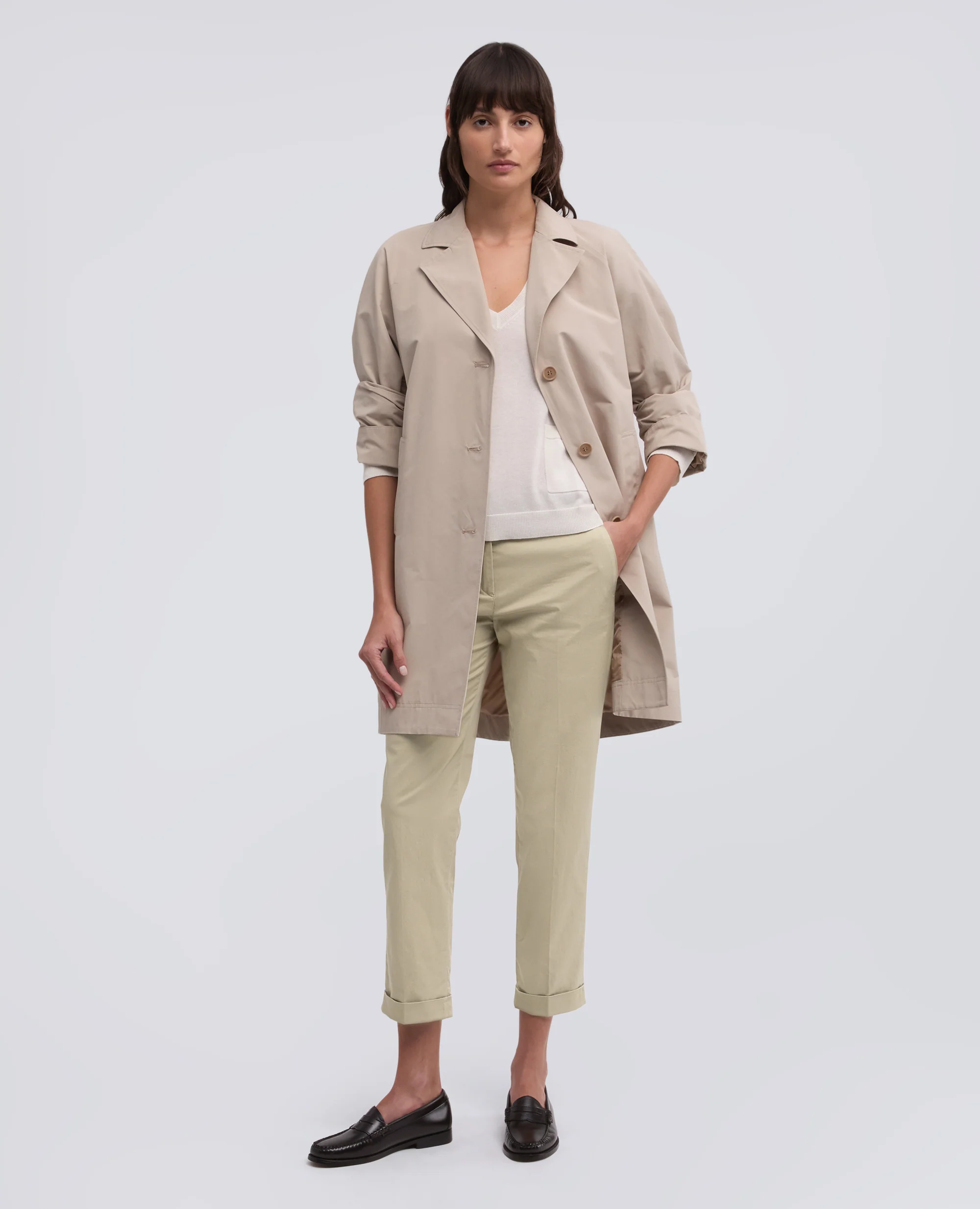 PANTALONE IN TWILL DI COTONE STRETCH - COLONIALE - Image 2