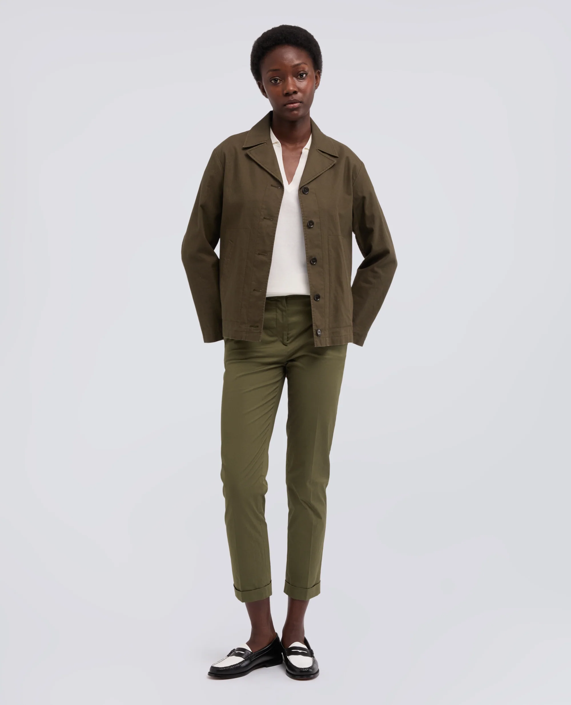 PANTALONE IN TWILL DI COTONE STRETCH - MILITARE - Image 2