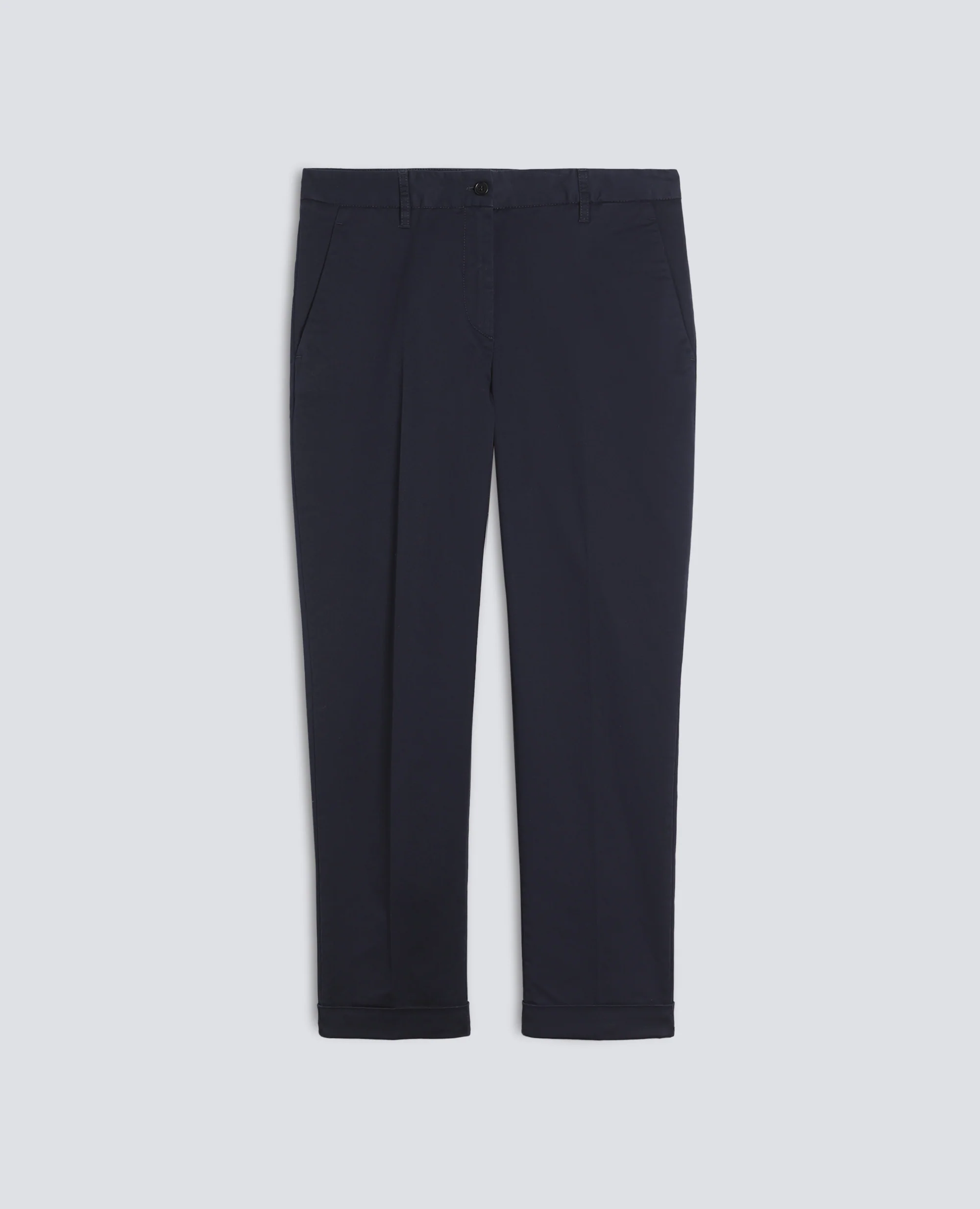 PANTALONE IN TWILL DI COTONE STRETCH - NAVY